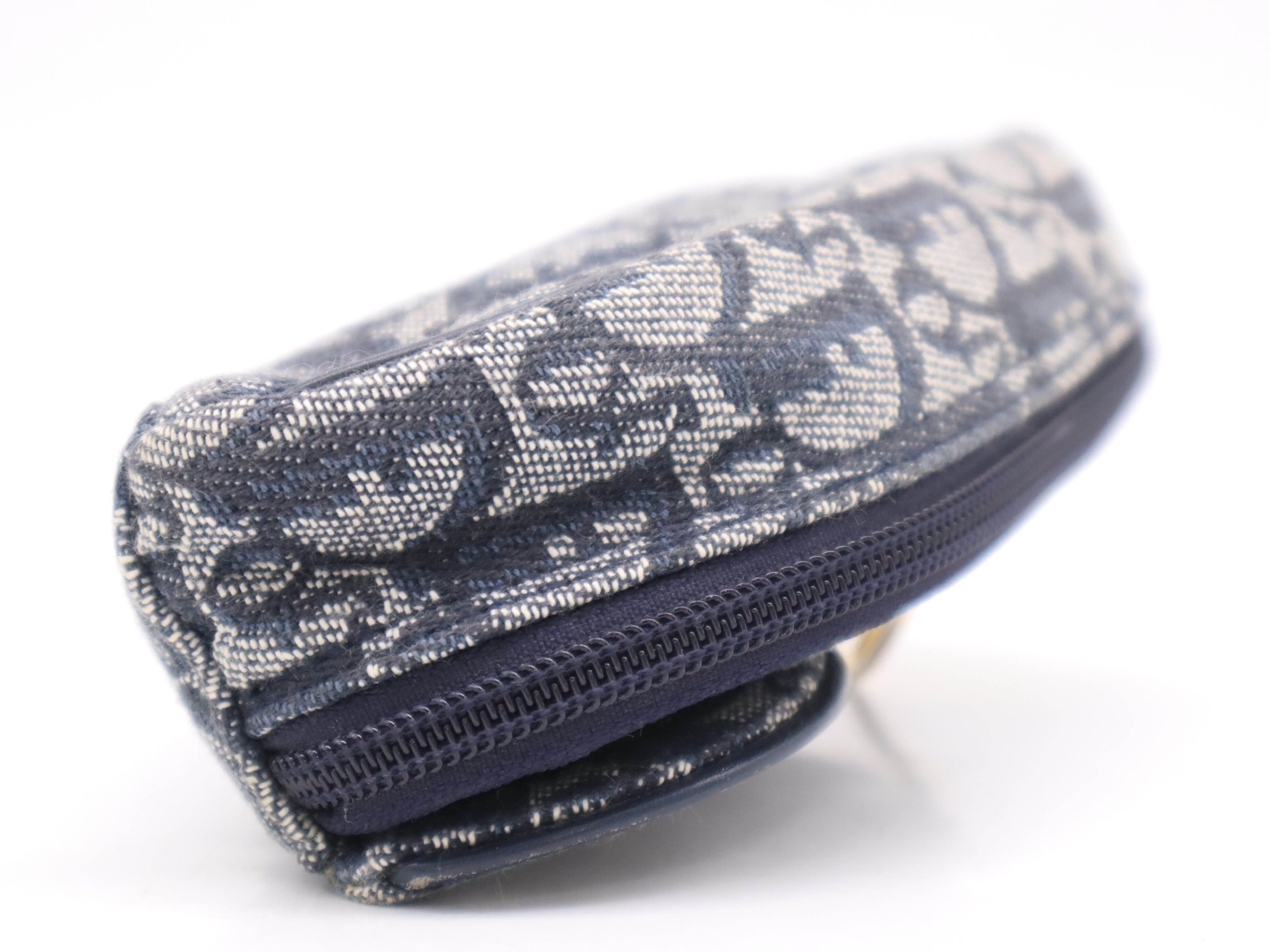 canvas x leather saddle blue GD metal fittings pouch — view 3