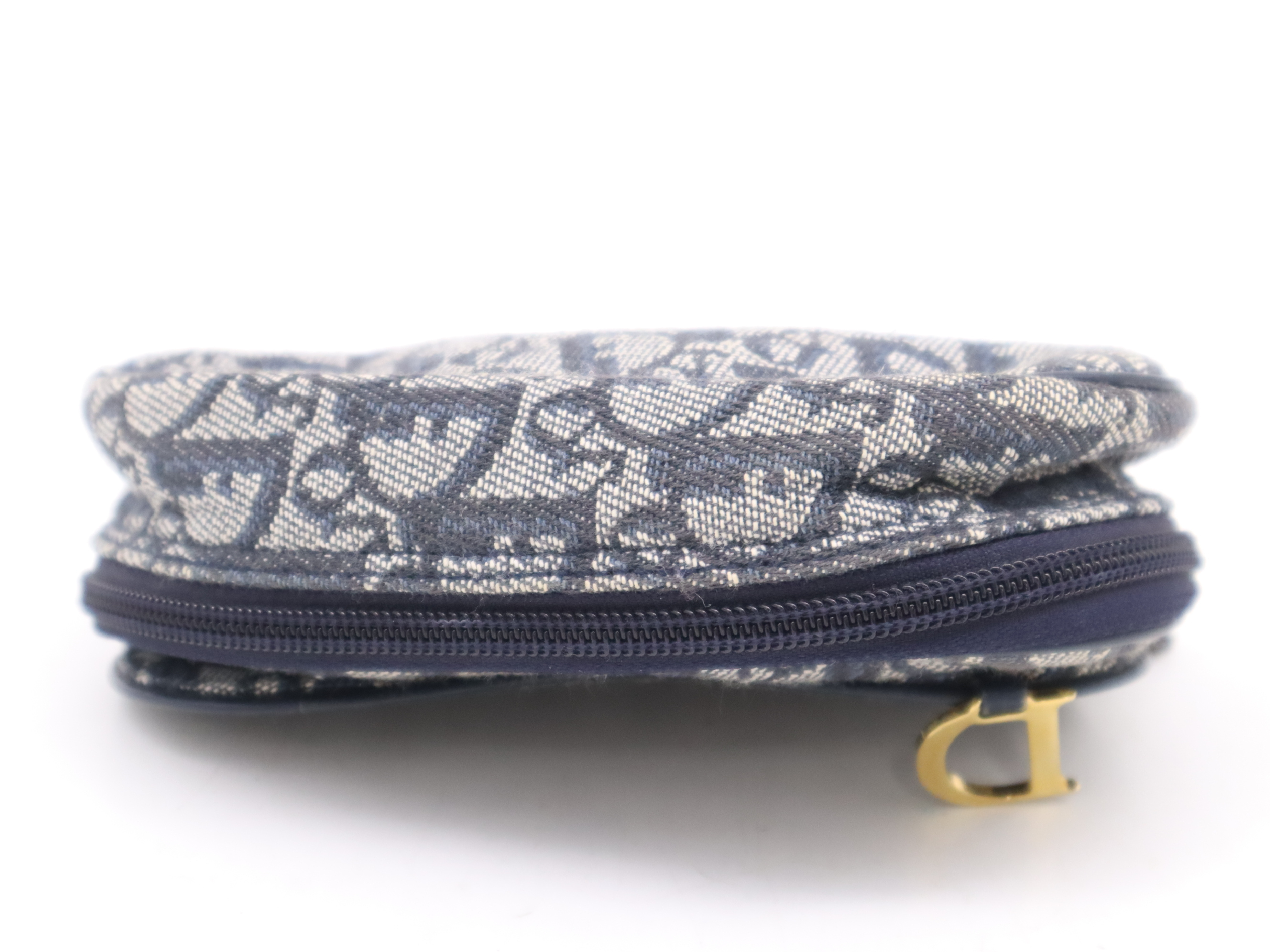 canvas x leather saddle blue GD metal fittings pouch — view 4