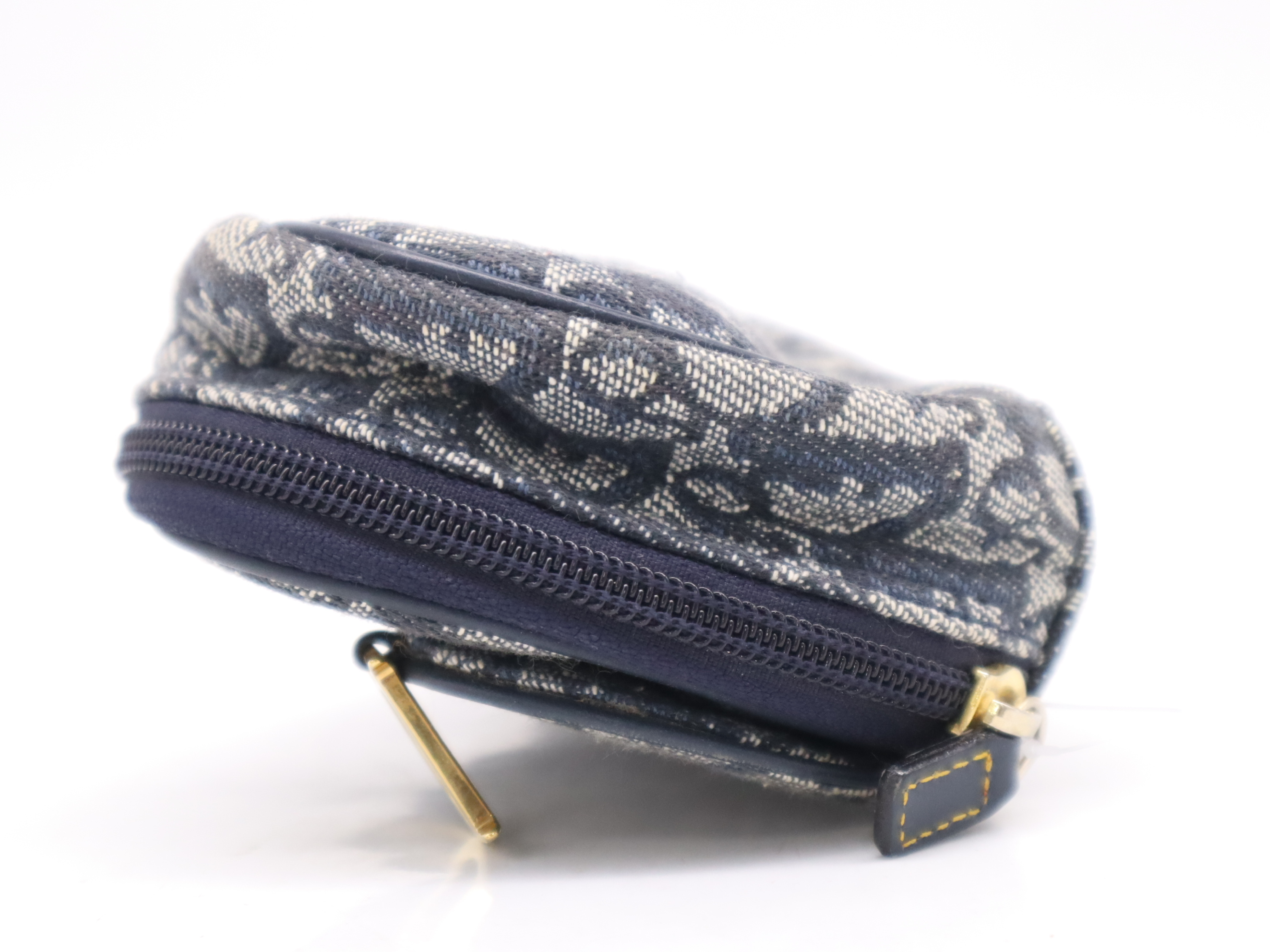 canvas x leather saddle blue GD metal fittings pouch — view 5