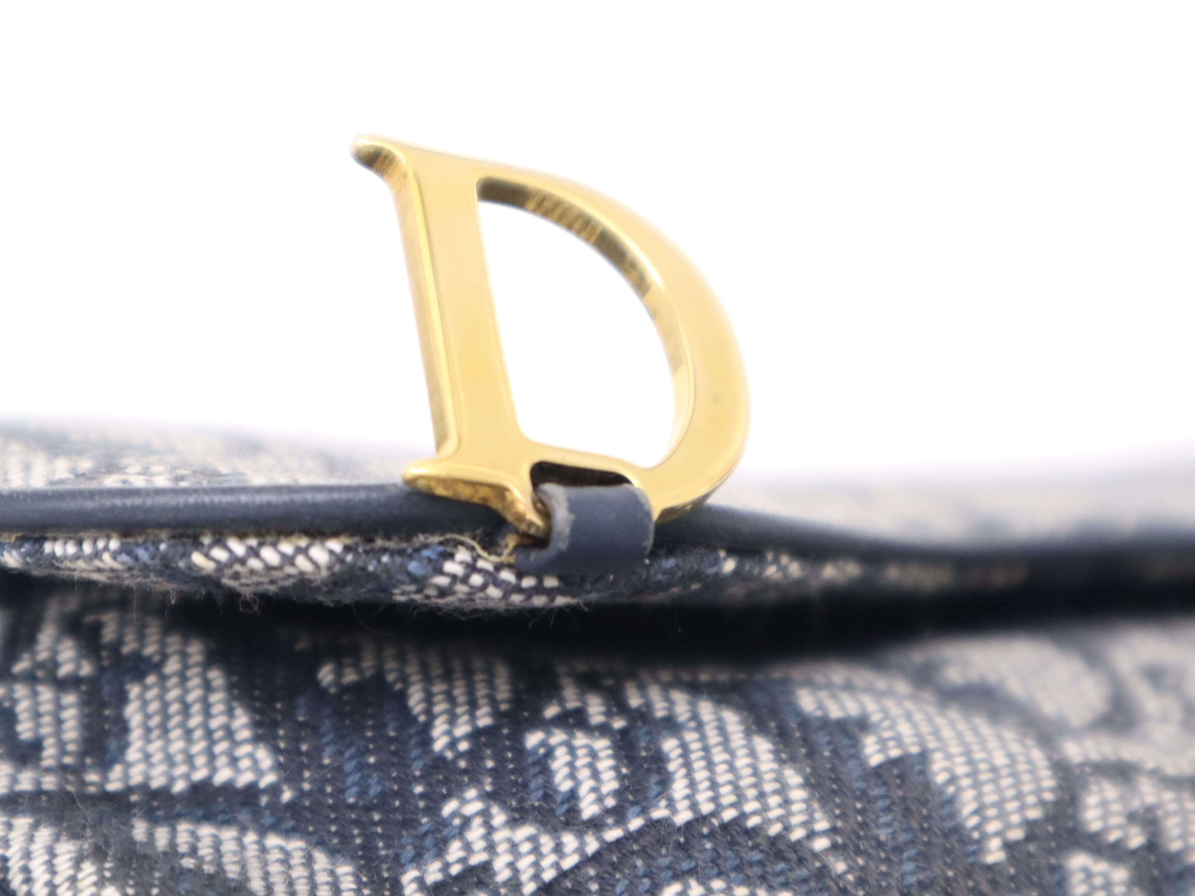 canvas x leather saddle blue GD metal fittings pouch — view 7