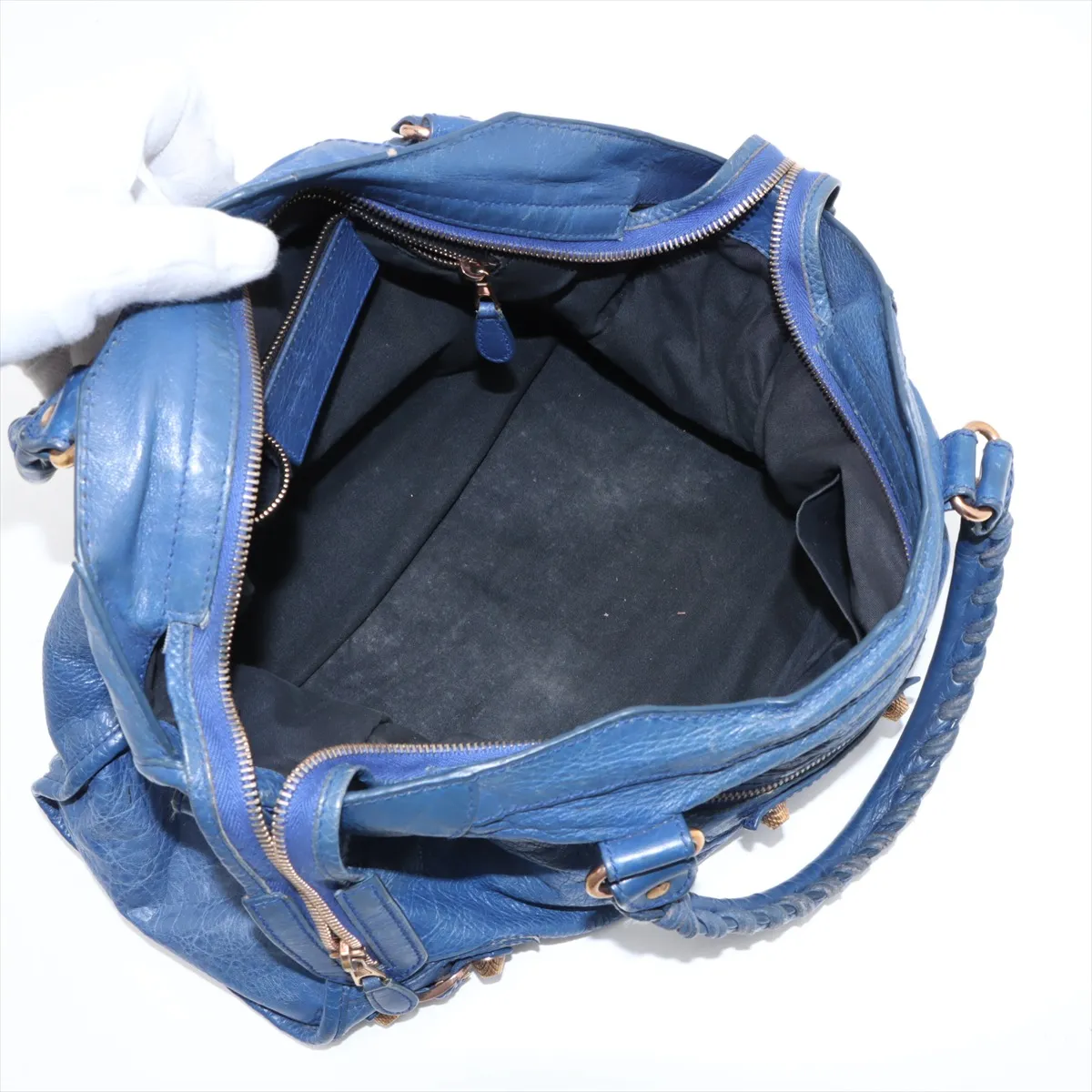 The Giant City Leather 2WAY Handbag Blue 281770 — view 8