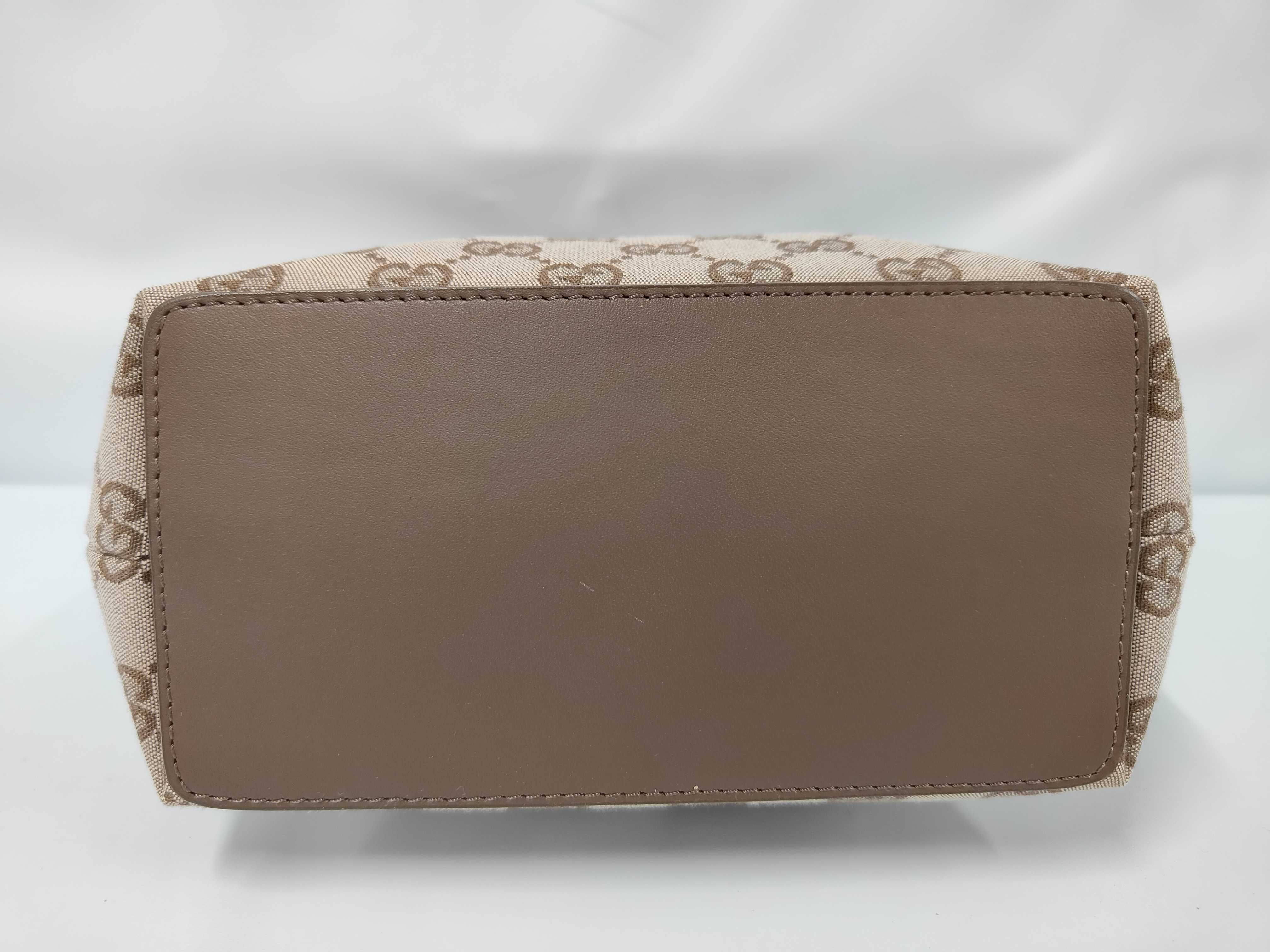 GG Canvas x Leather Square Tote Bag, Brown, Metal Logo Hardware, Handbag — view 3