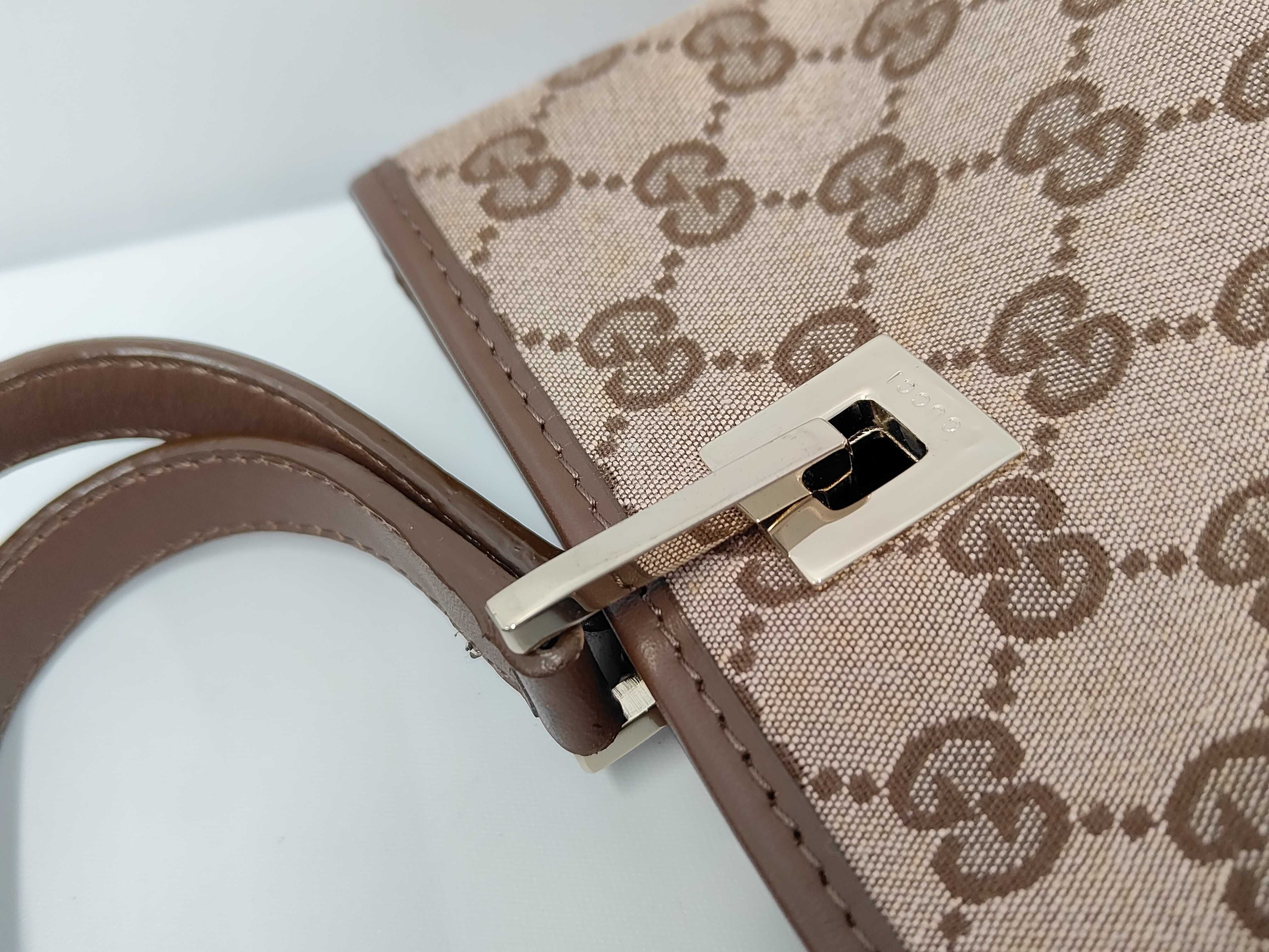 GG Canvas x Leather Square Tote Bag, Brown, Metal Logo Hardware, Handbag — view 6