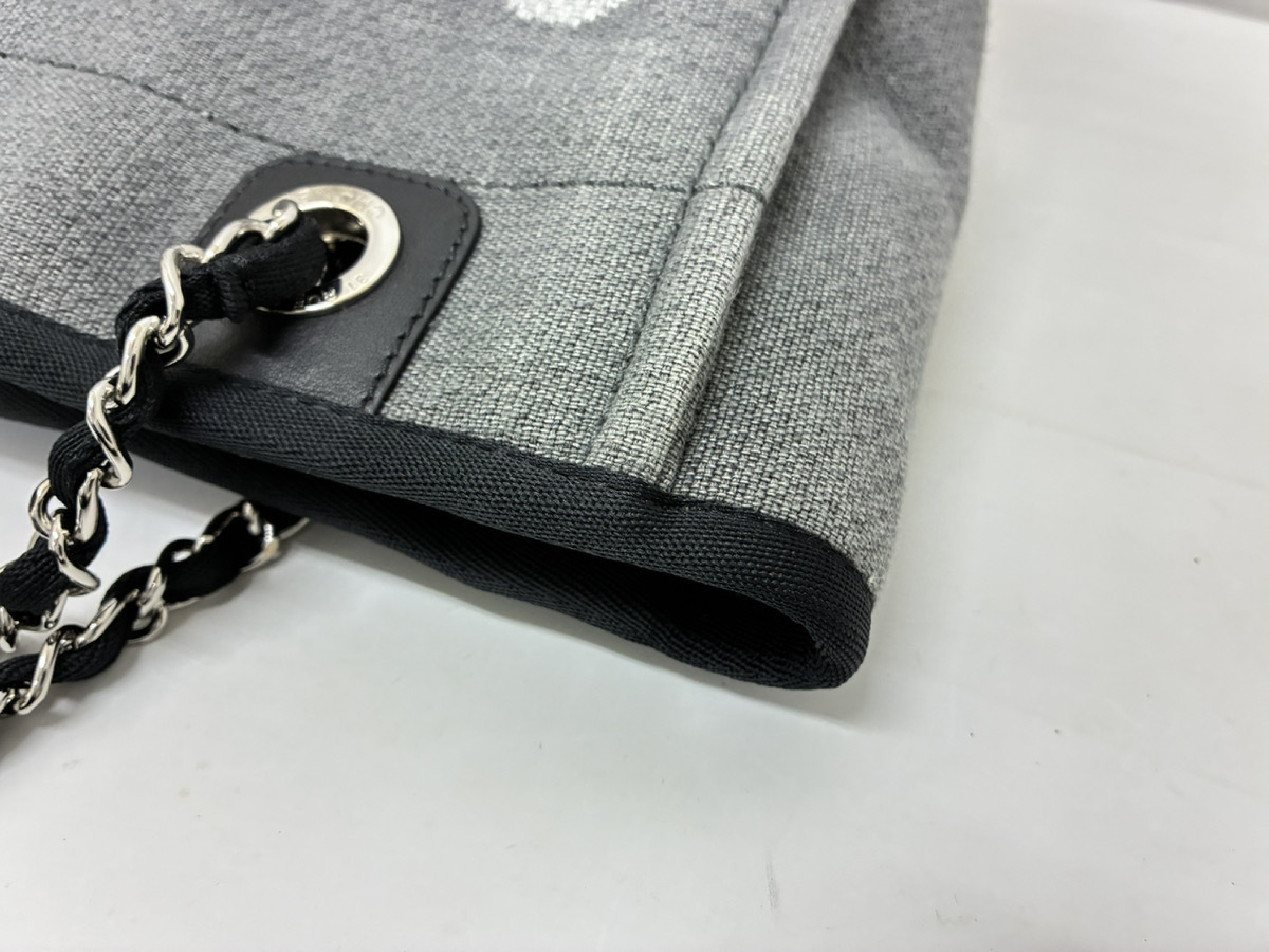 Deauville PM Chain Tote Gray Tote Bag — view 6