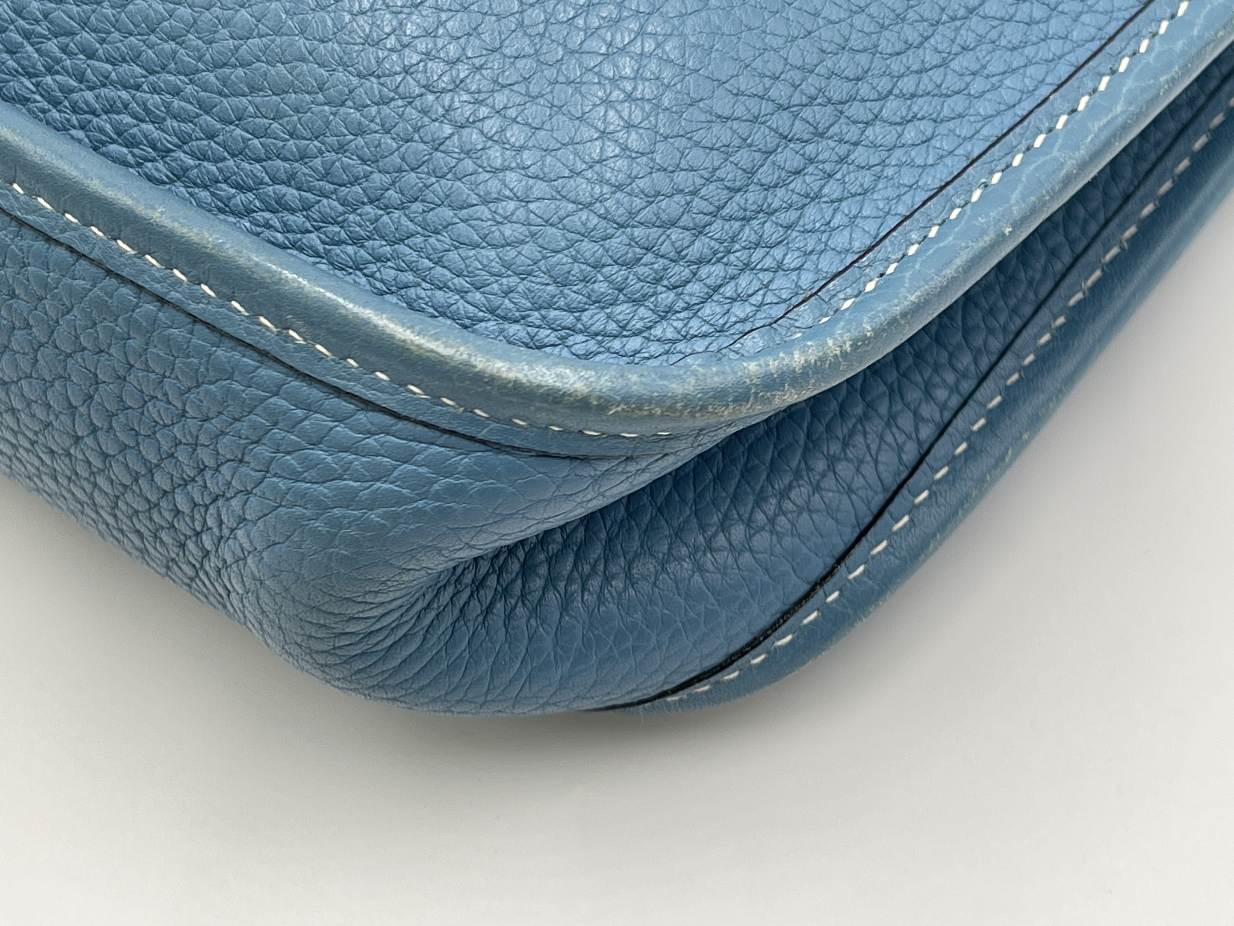 Evelyne PM Taurillon leather, blue tones, silver hardware, H stamp, shoulder bag — view 8
