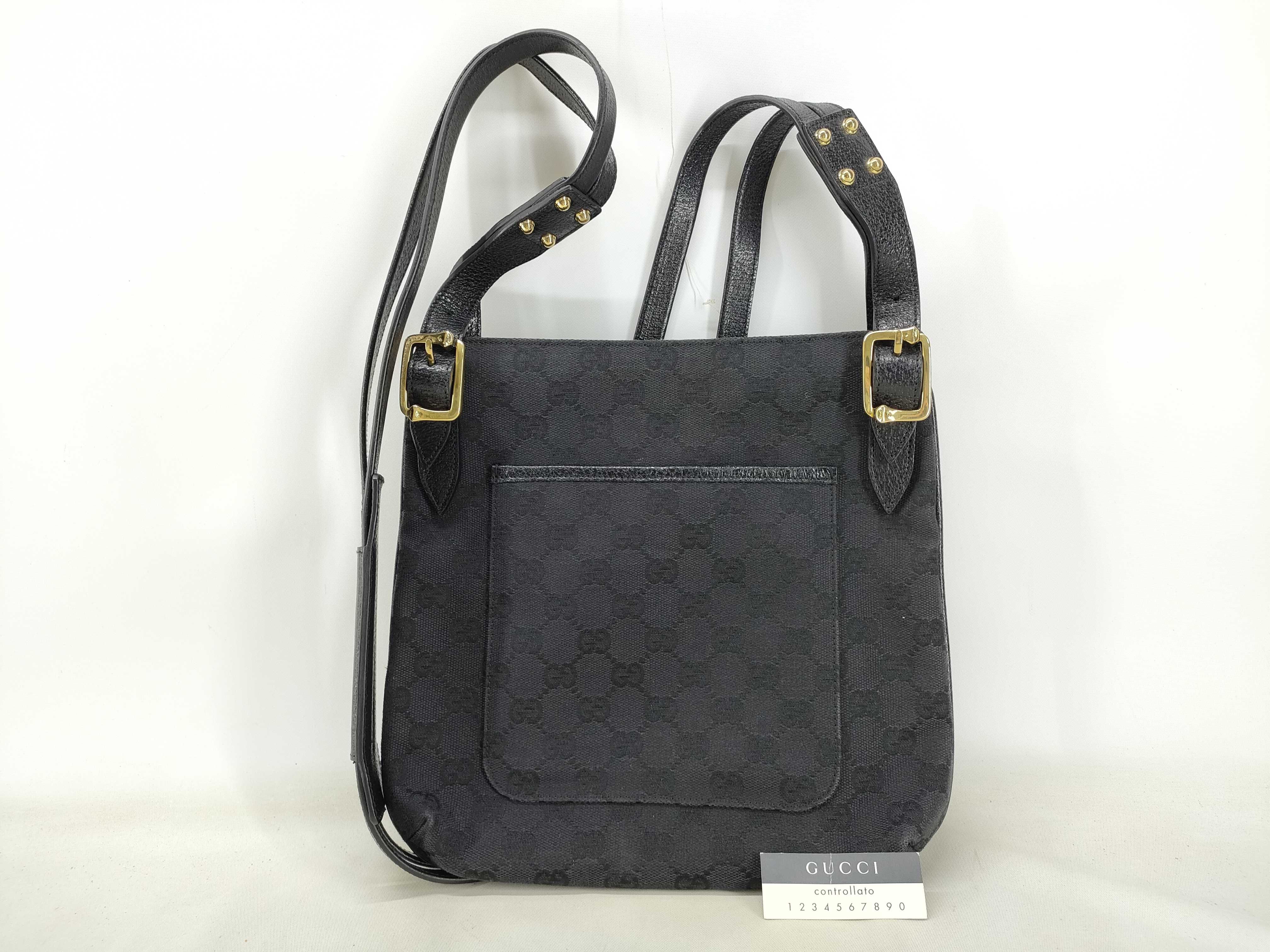 GG Canvas Shoulder Bag (Black & Gold)