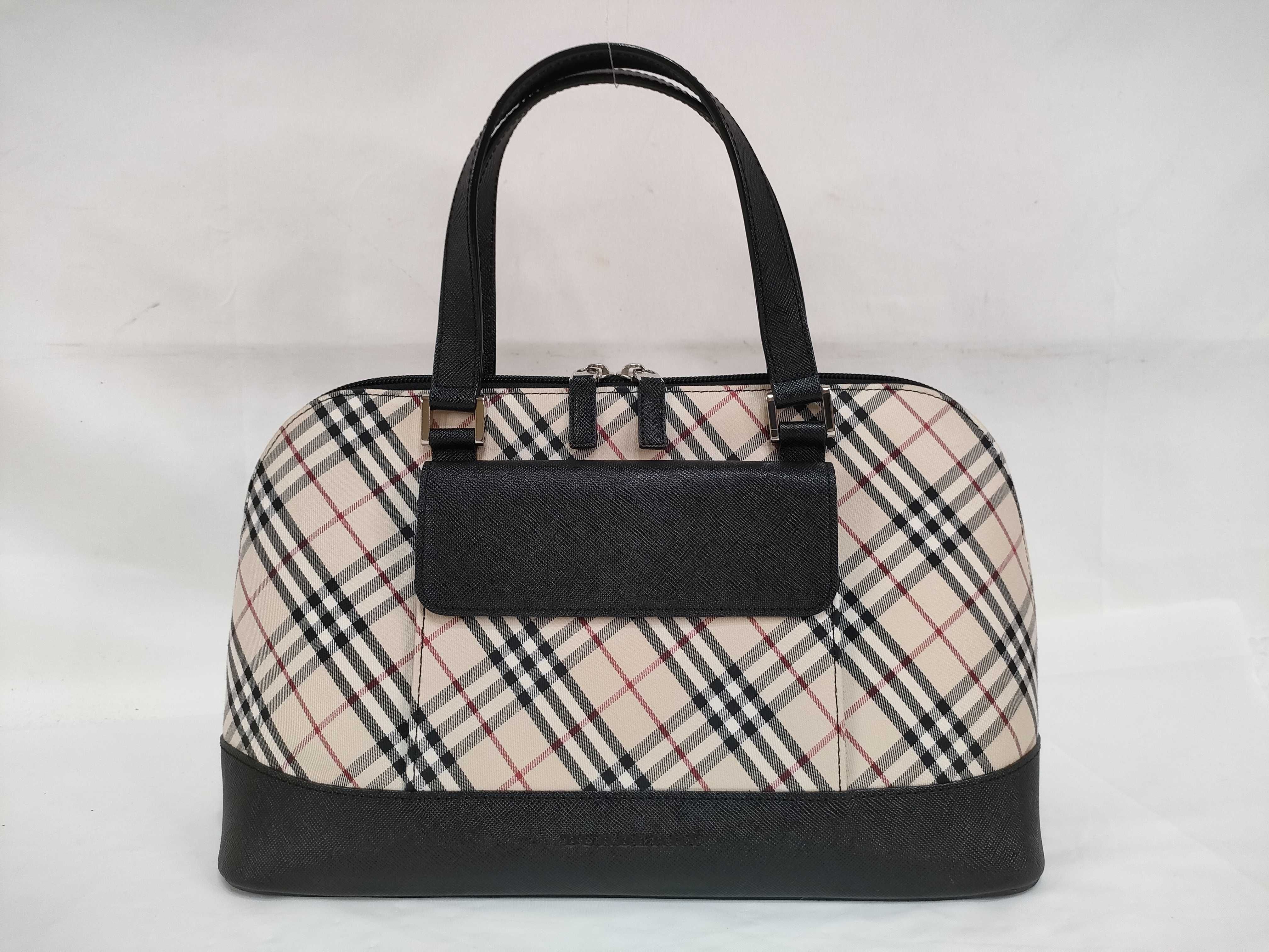 Nova Check Leather Boston Bag Handbag Z10942