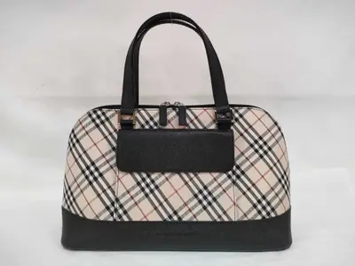 Nova Check Leather Boston Bag Handbag Z10942
