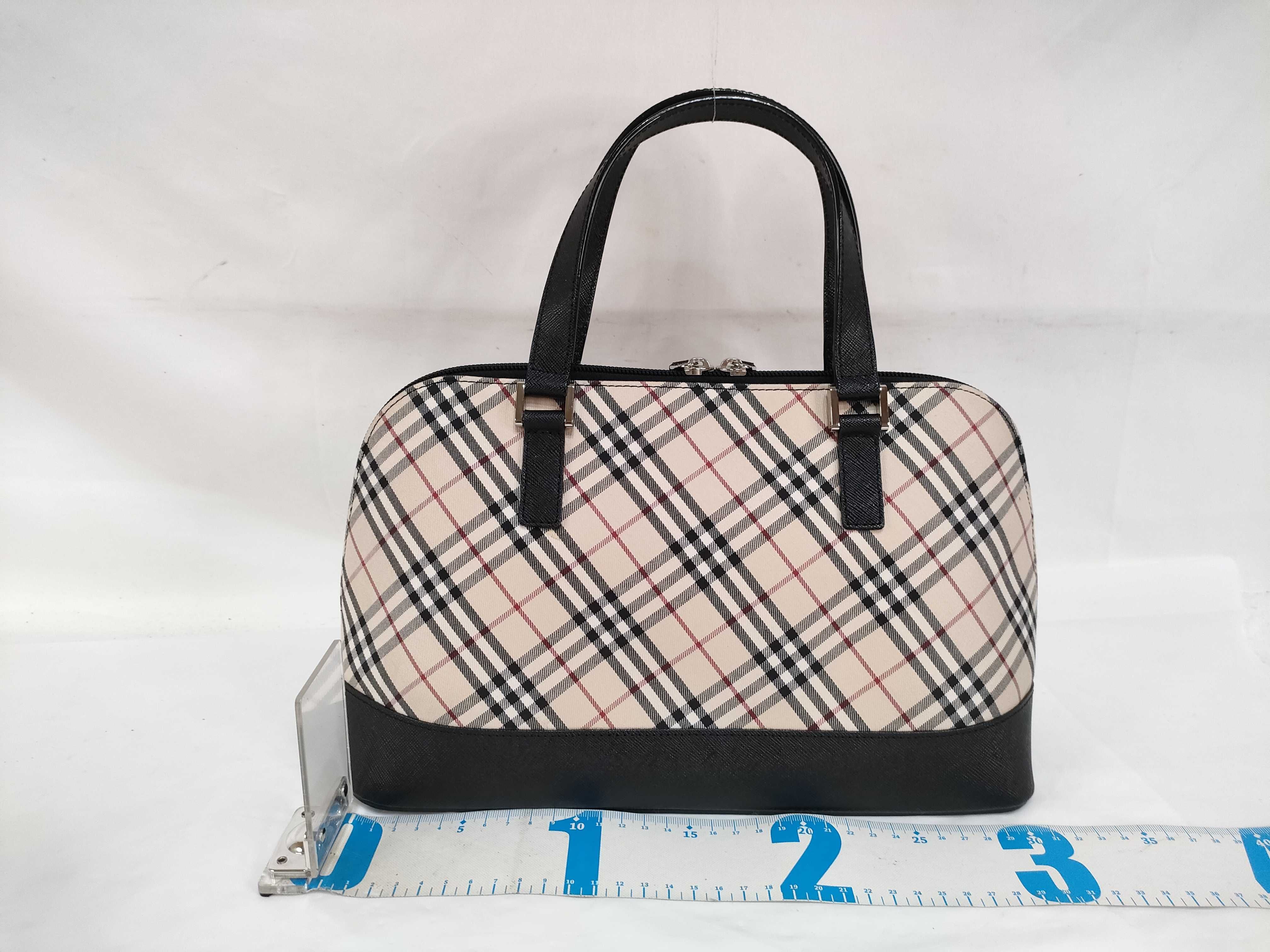 Nova Check Leather Boston Bag Handbag Z10942 — view 2