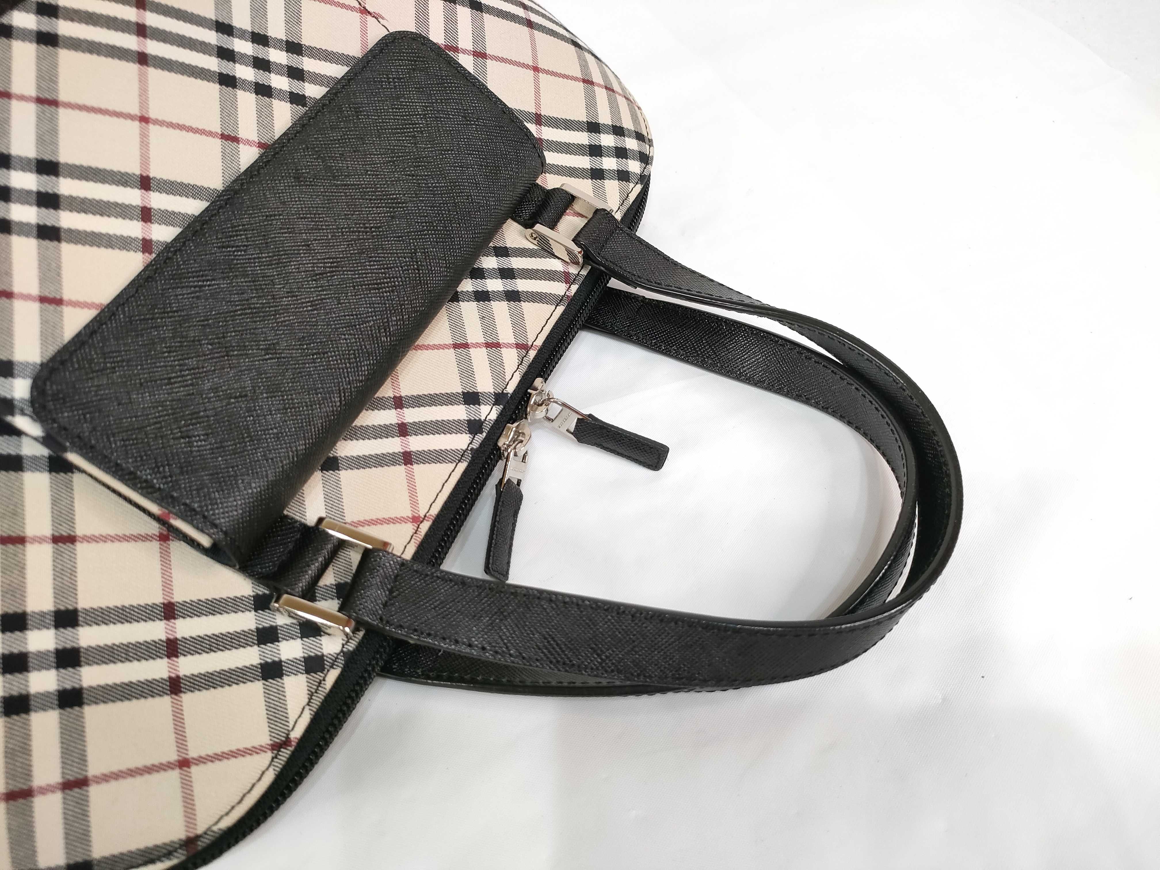 Nova Check Leather Boston Bag Handbag Z10942 — view 3