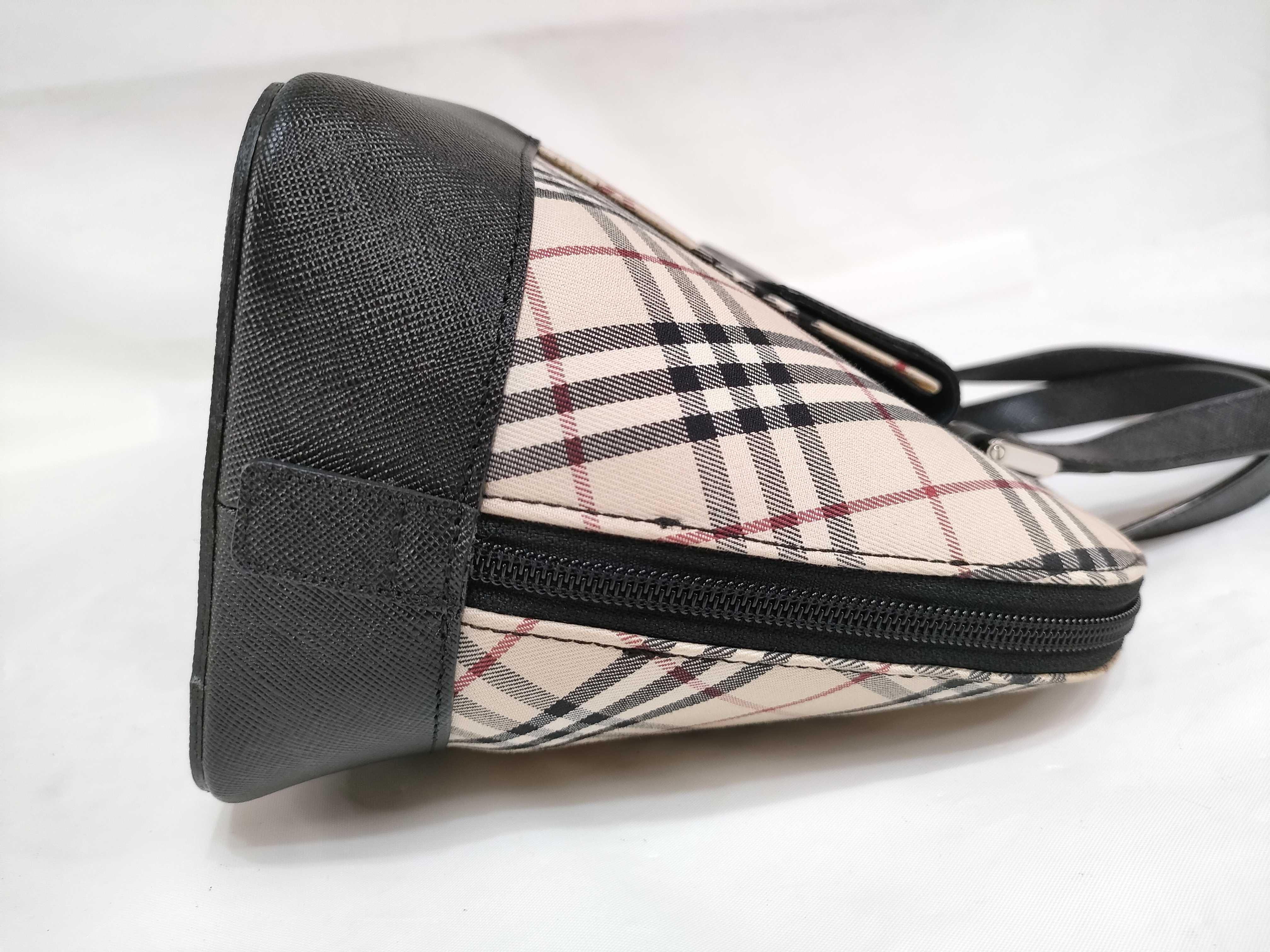 Nova Check Leather Boston Bag Handbag Z10942 — view 6