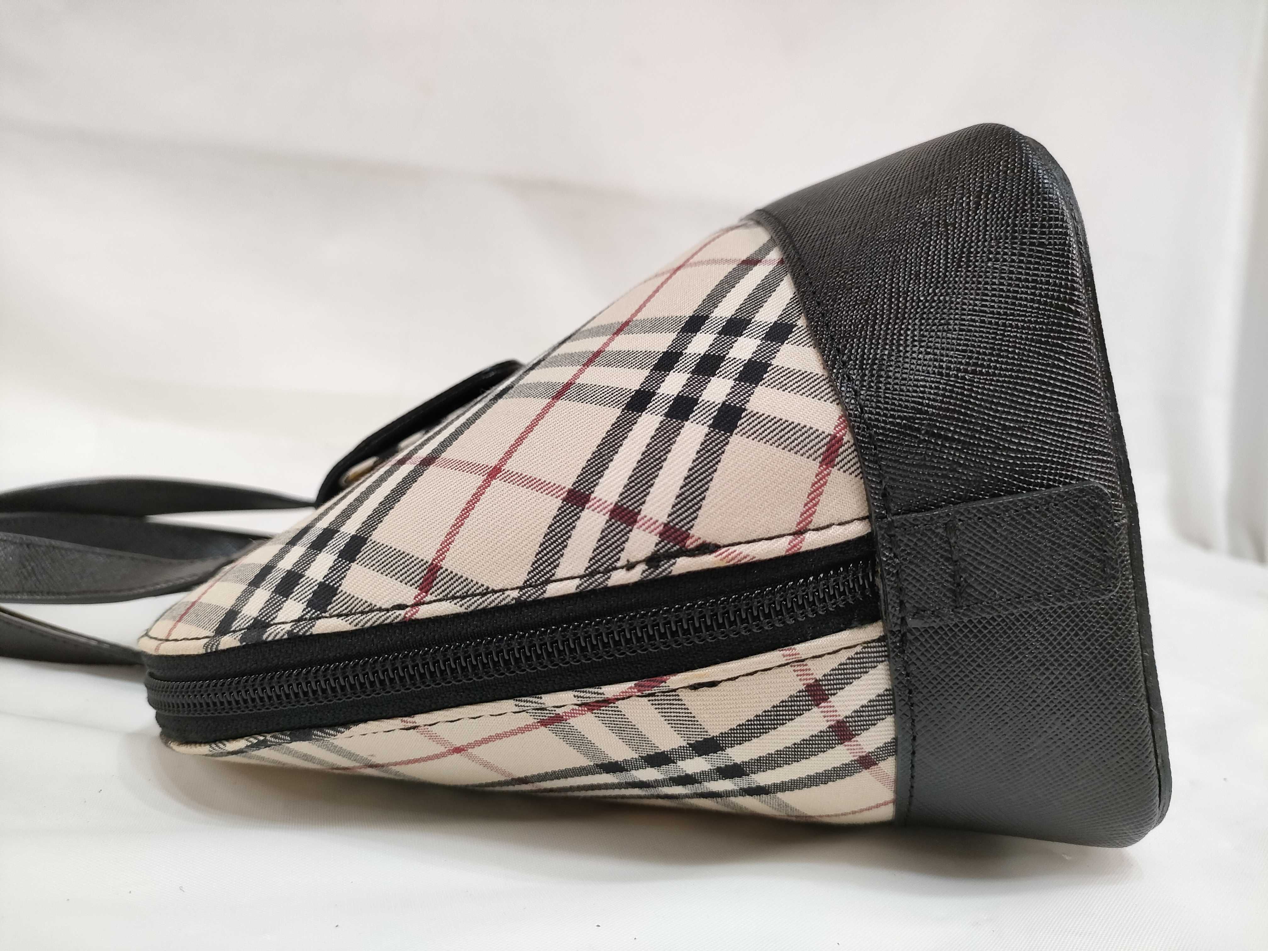 Nova Check Leather Boston Bag Handbag Z10942 — view 8