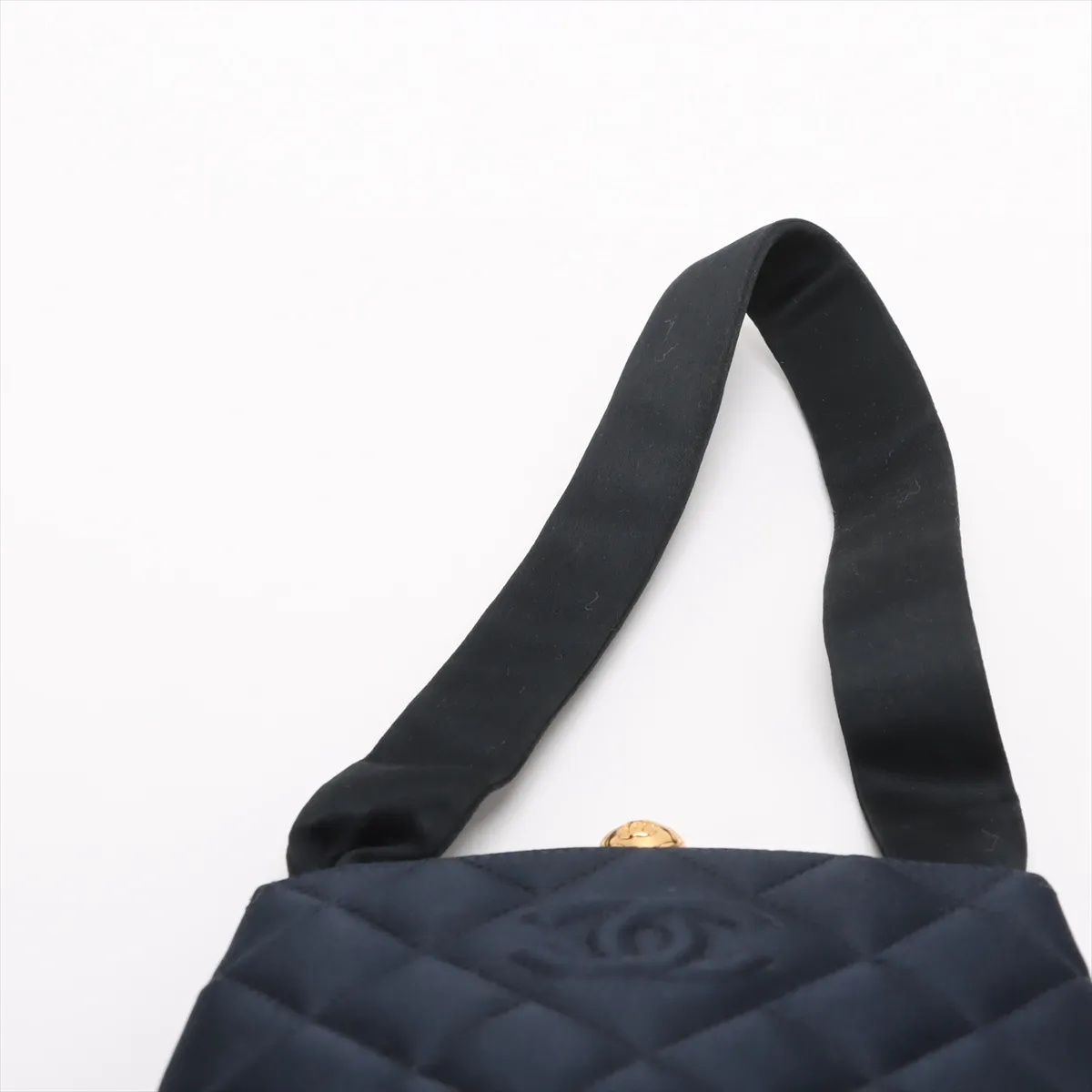 Matelassé Satin Handbag, Kiss-lock Closure, Navy, Gold Hardware, Item Number 3477457 (Serial Number 3) — view 6