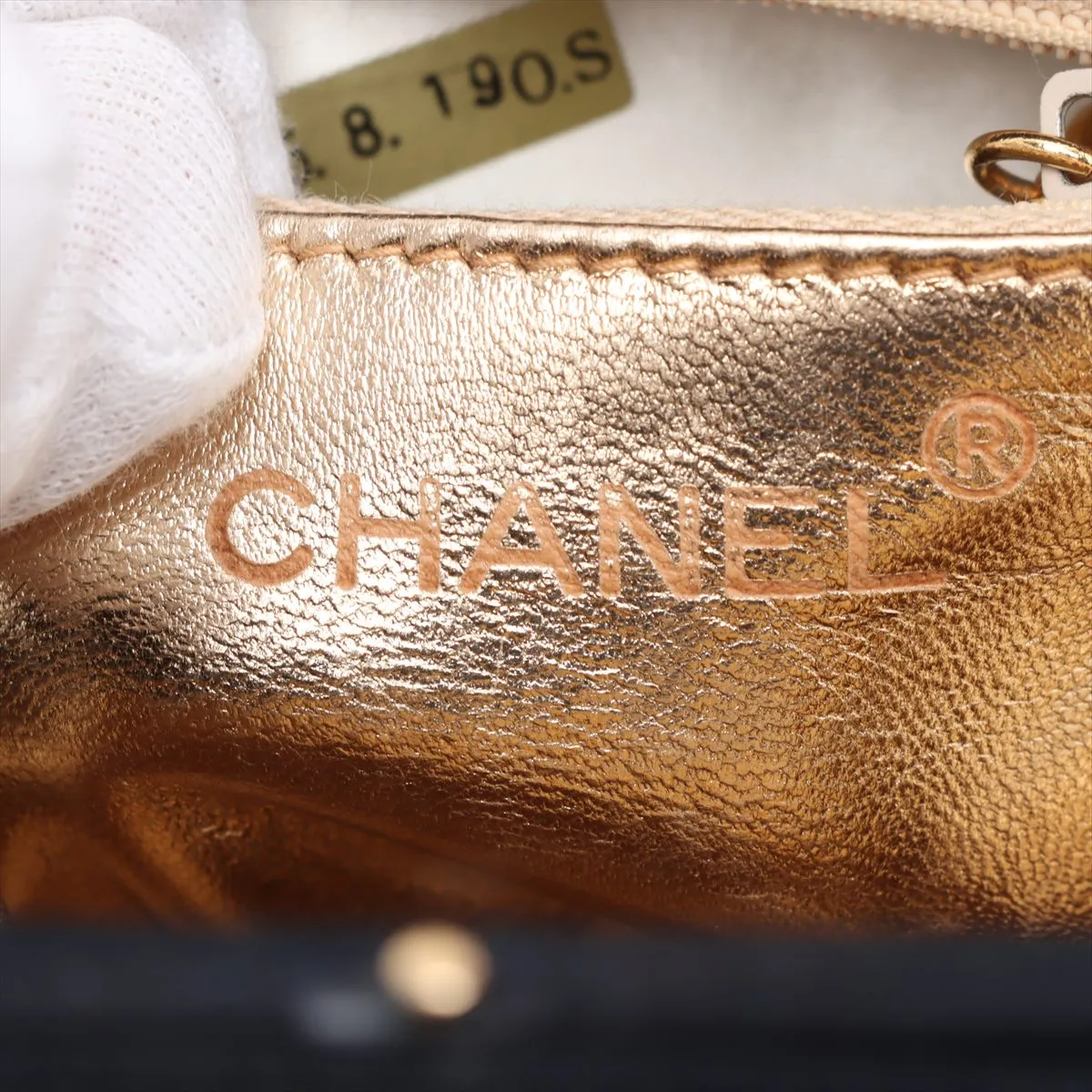 Matelassé Satin Handbag, Kiss-lock Closure, Navy, Gold Hardware, Item Number 3477457 (Serial Number 3) — view 8
