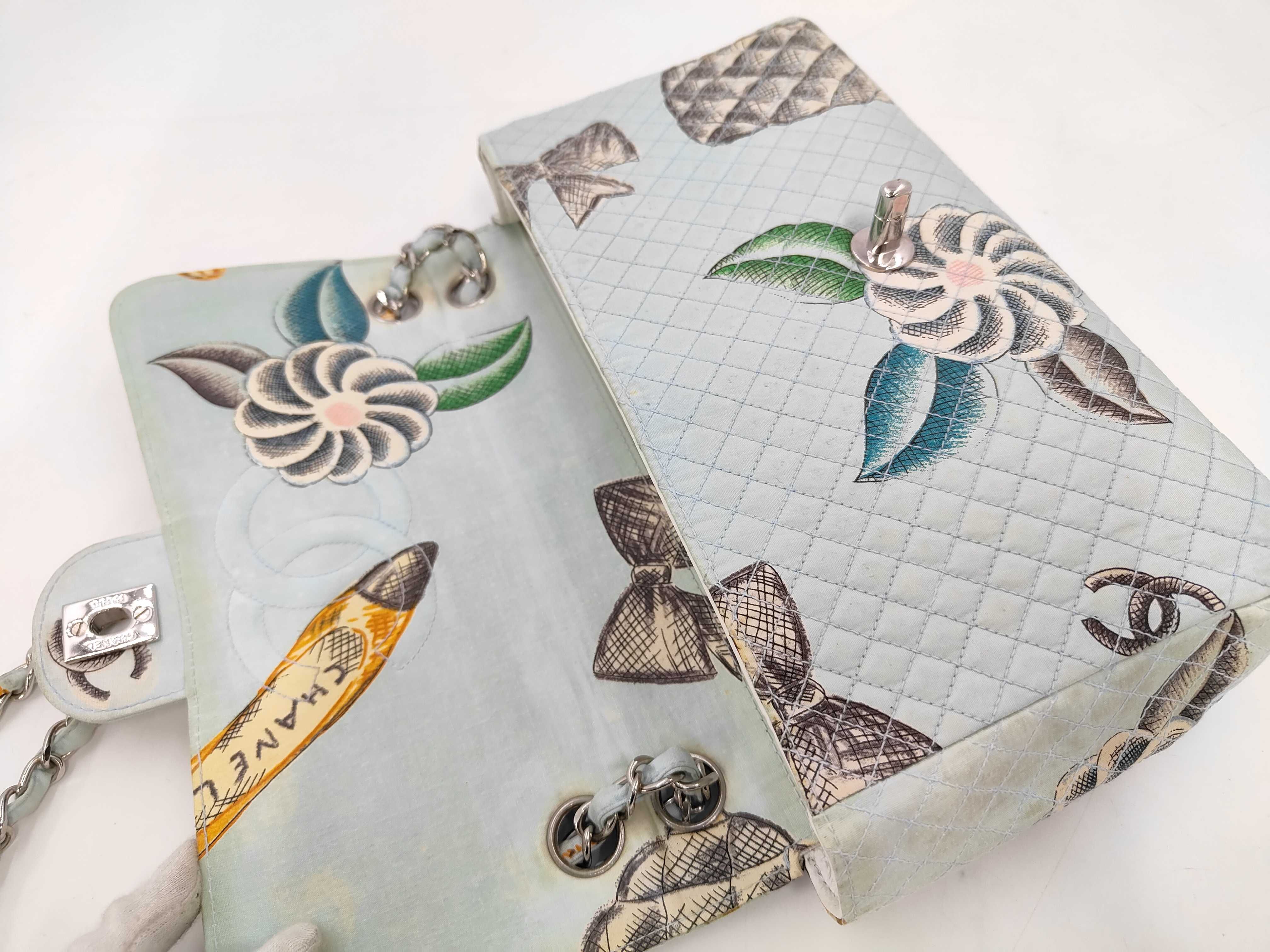 Canvas Shoulder Bag with Flower Motif — view 6
