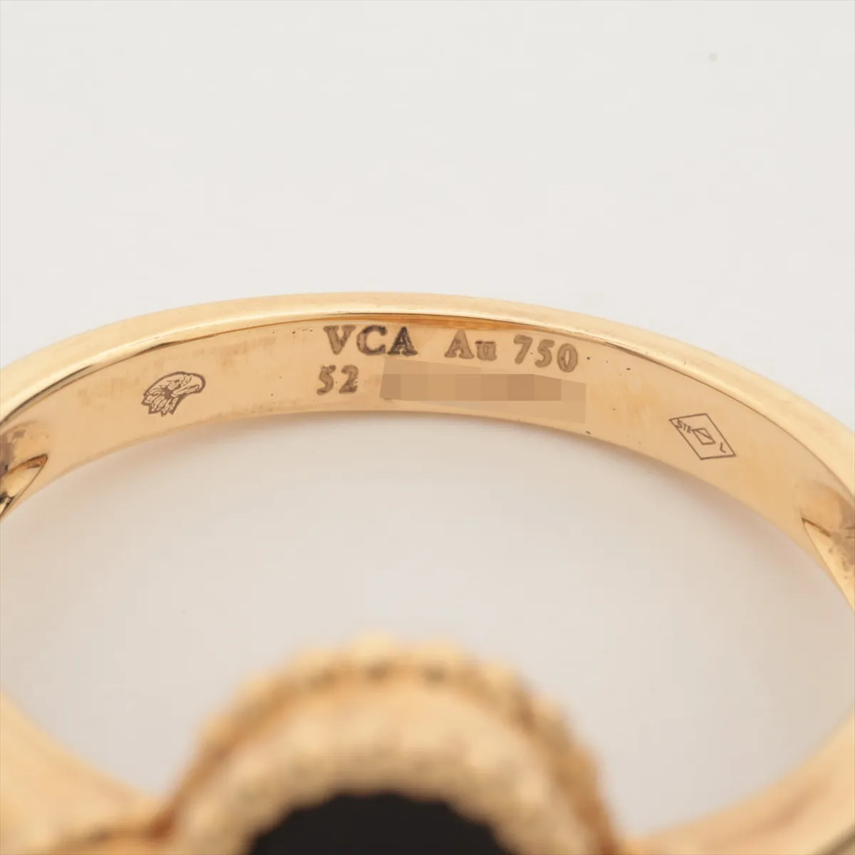 Vintage Alhambra Onyx Diamond Ring, 750 (Yellow Gold), 6.8g, Size 50, JC524804, — view 3
