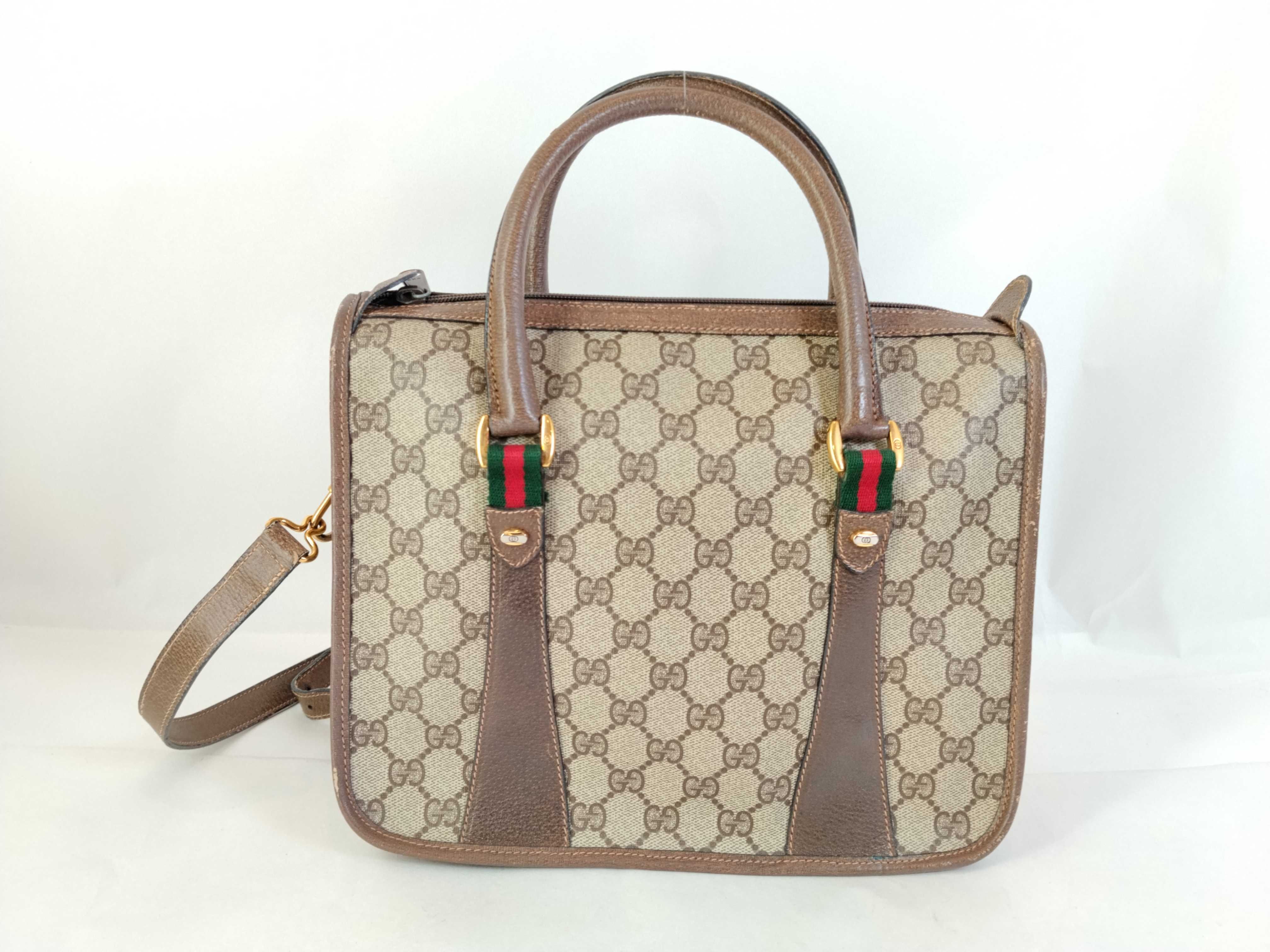 GG Supreme 2-Way Bag with Long Strap, Sherry Brown Handbag