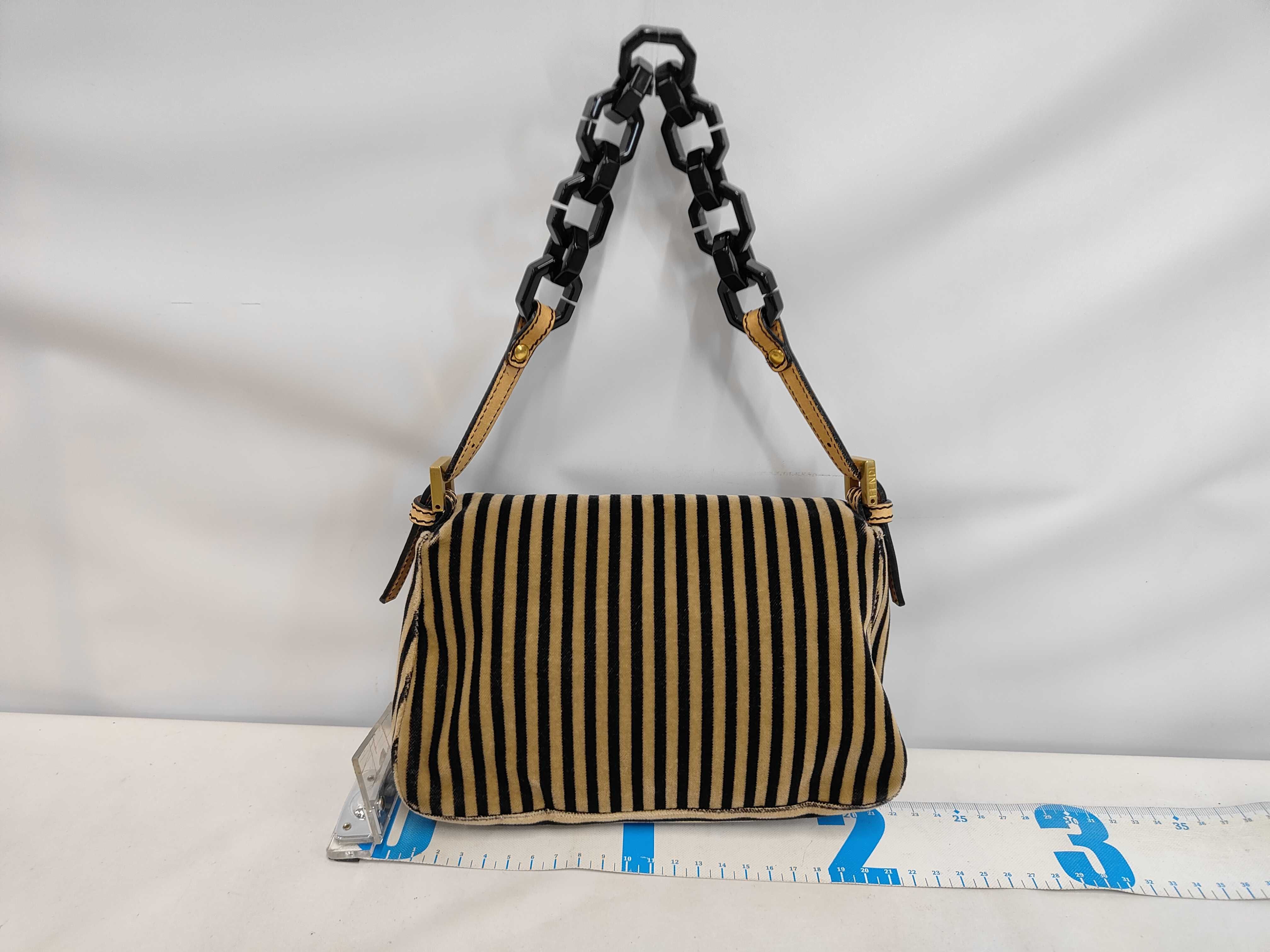 Striped Calfskin Mamma Bucket Handbag — view 2