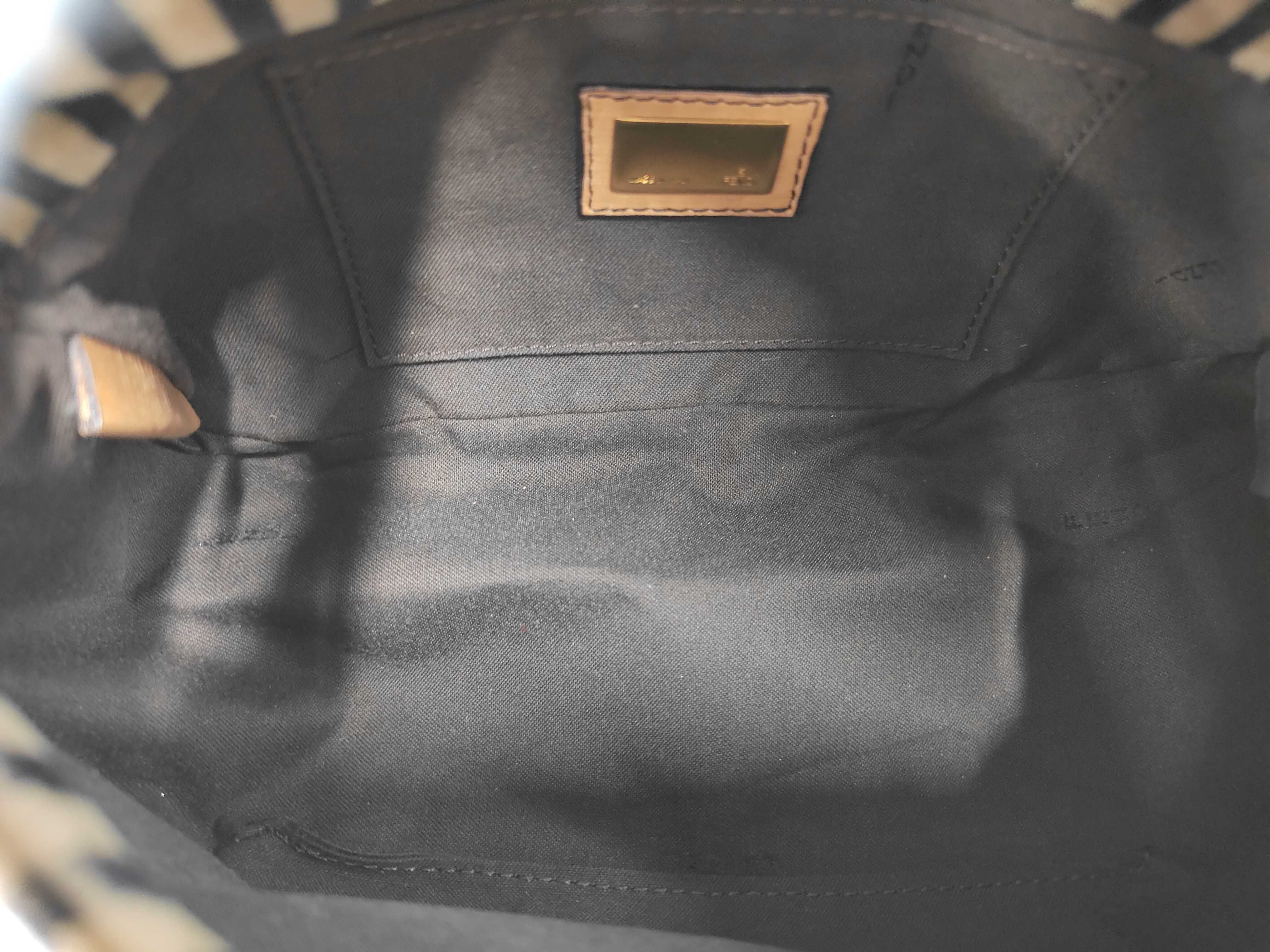 Striped Calfskin Mamma Bucket Handbag — view 8