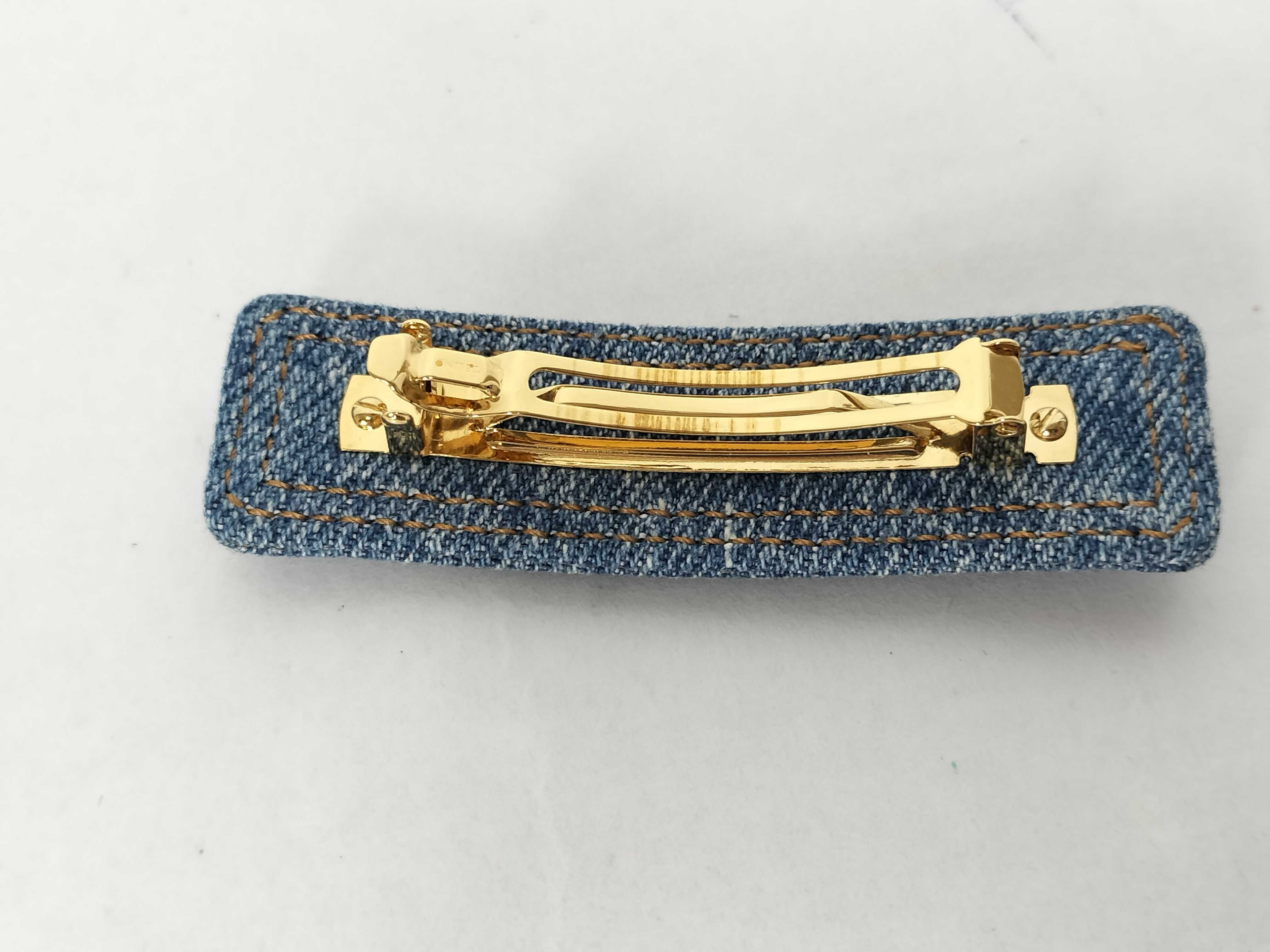 Triomphe Denim Barrette - Denim Hair Accessory — view 2