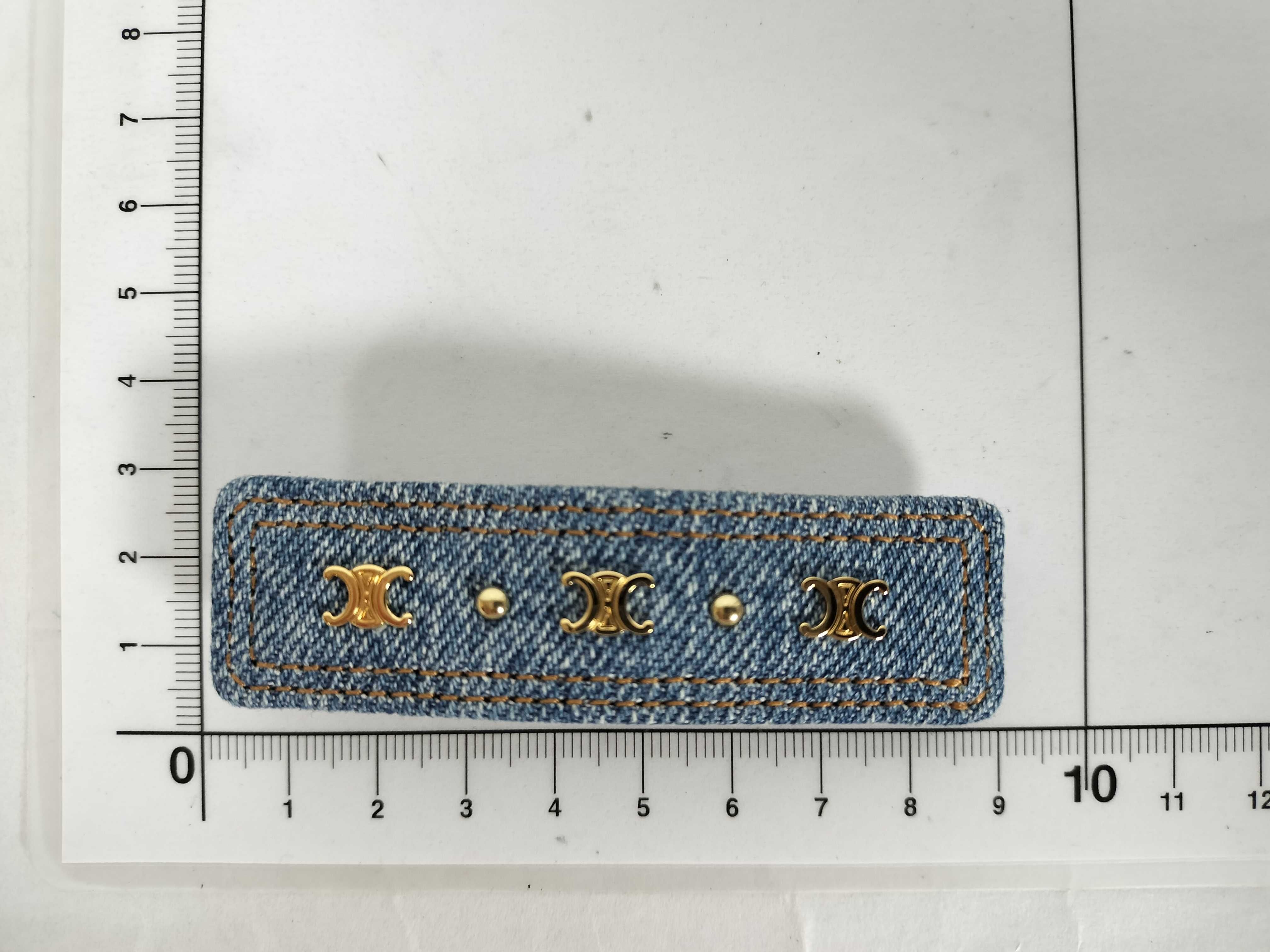 Triomphe Denim Barrette - Denim Hair Accessory — view 3