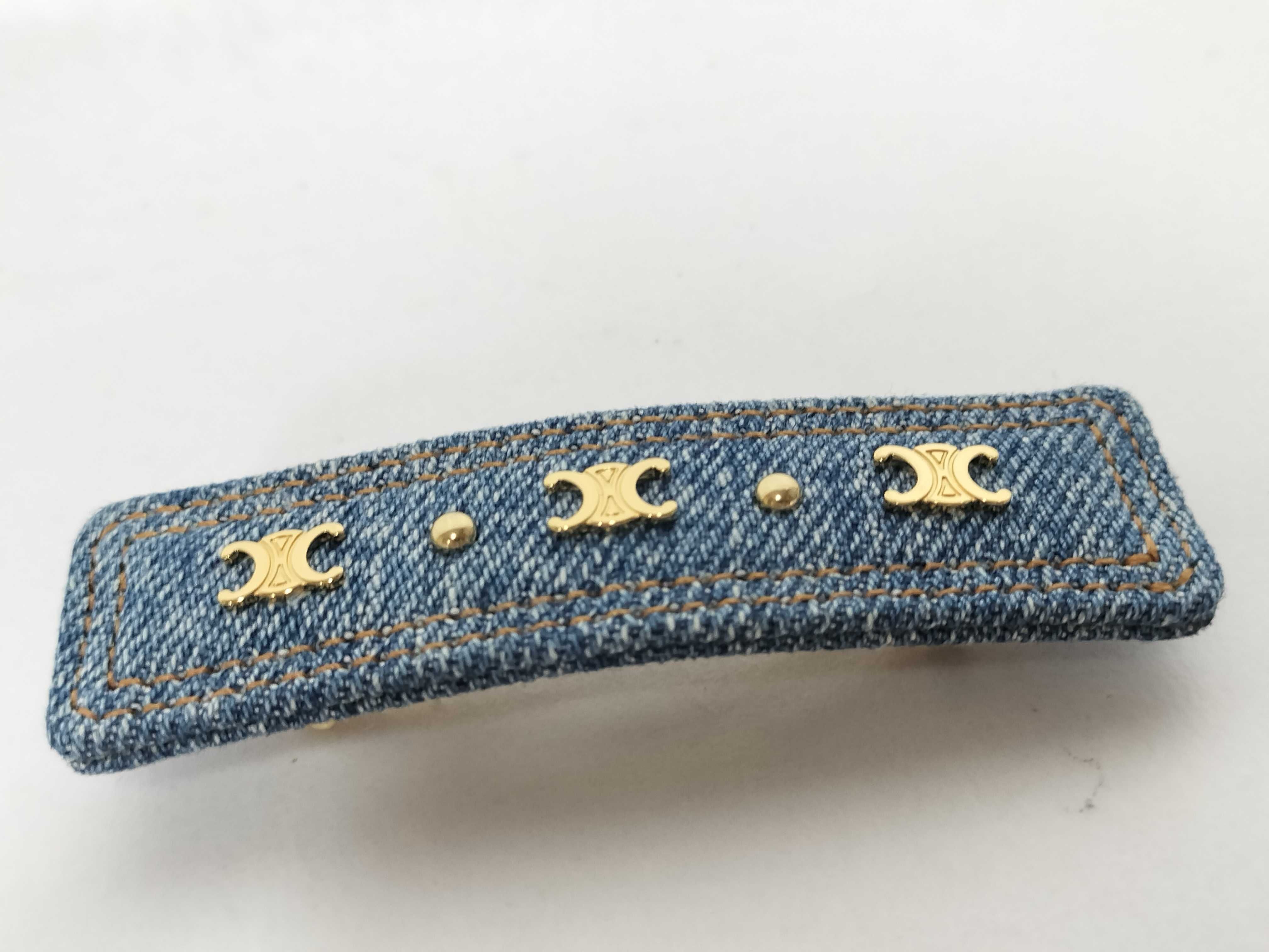 Triomphe Denim Barrette - Denim Hair Accessory — view 5