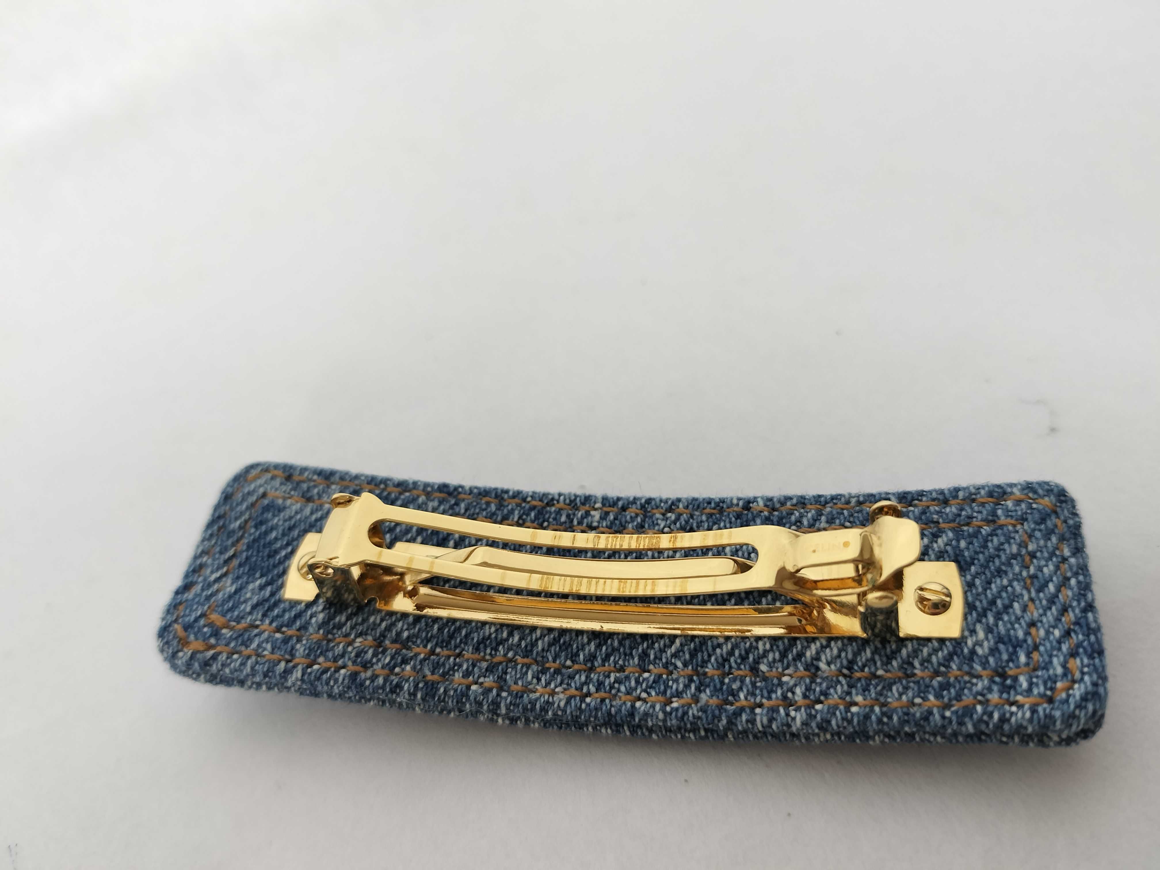 Triomphe Denim Barrette - Denim Hair Accessory — view 6