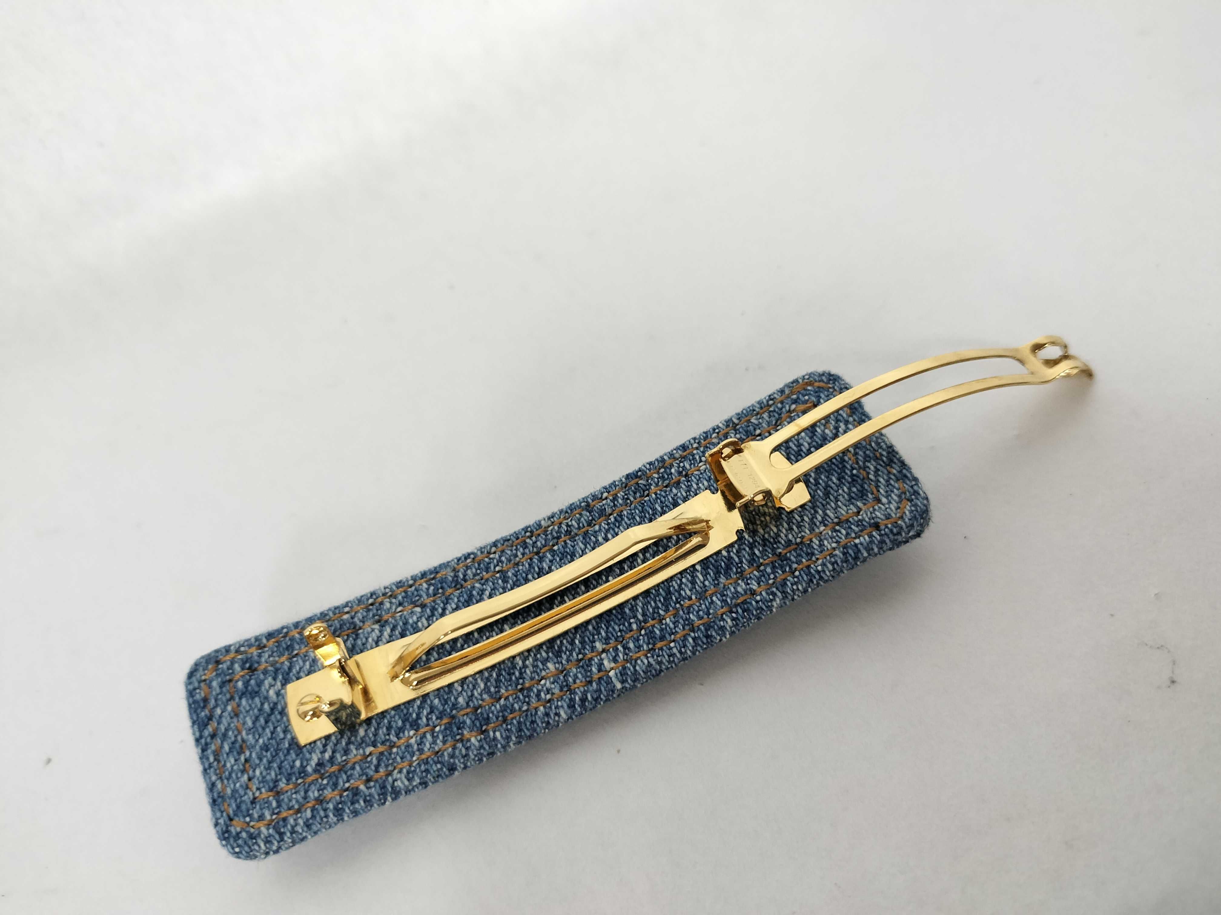 Triomphe Denim Barrette - Denim Hair Accessory — view 7