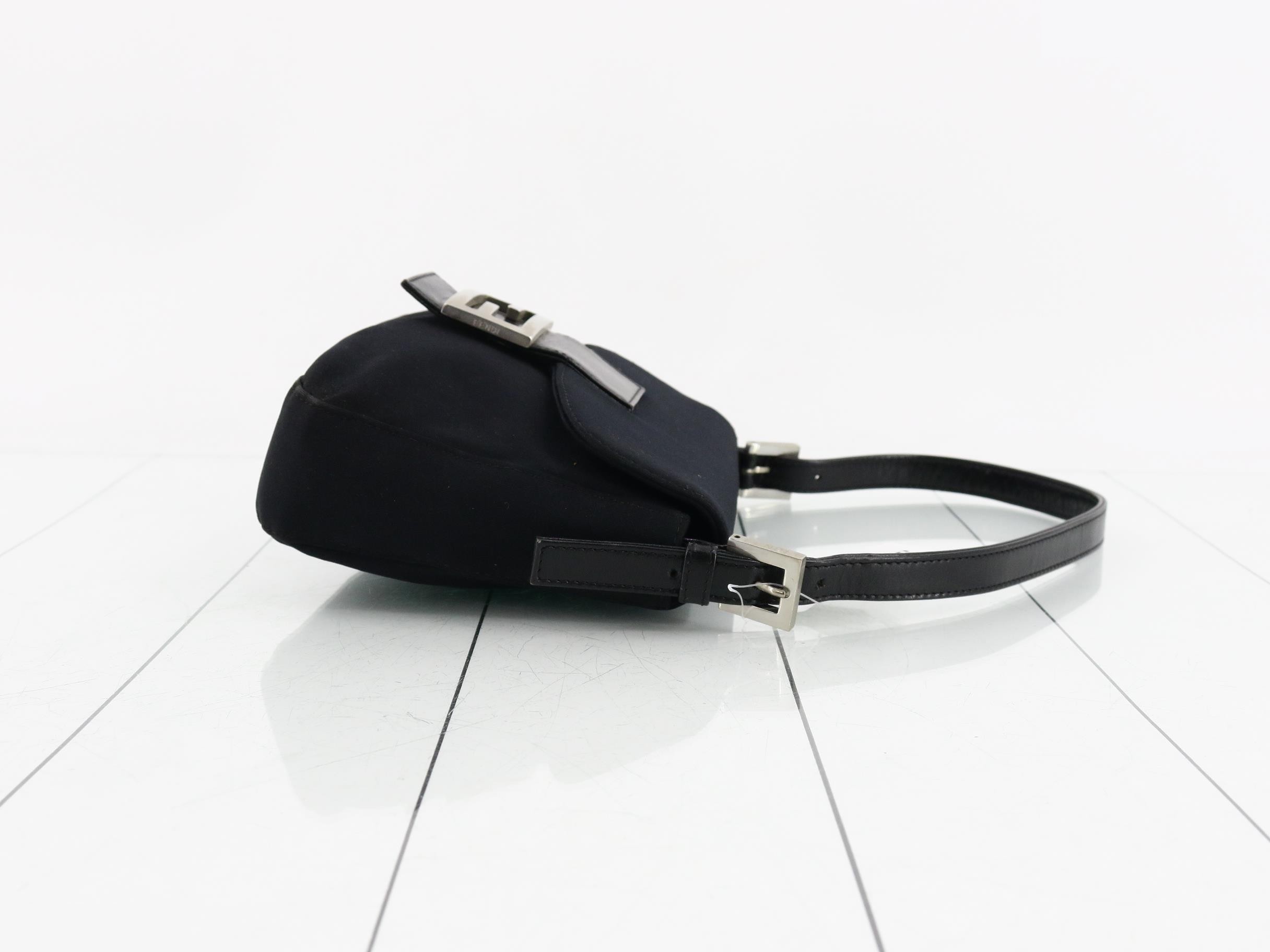 Shoulder bag, nylon/leather, black — view 3