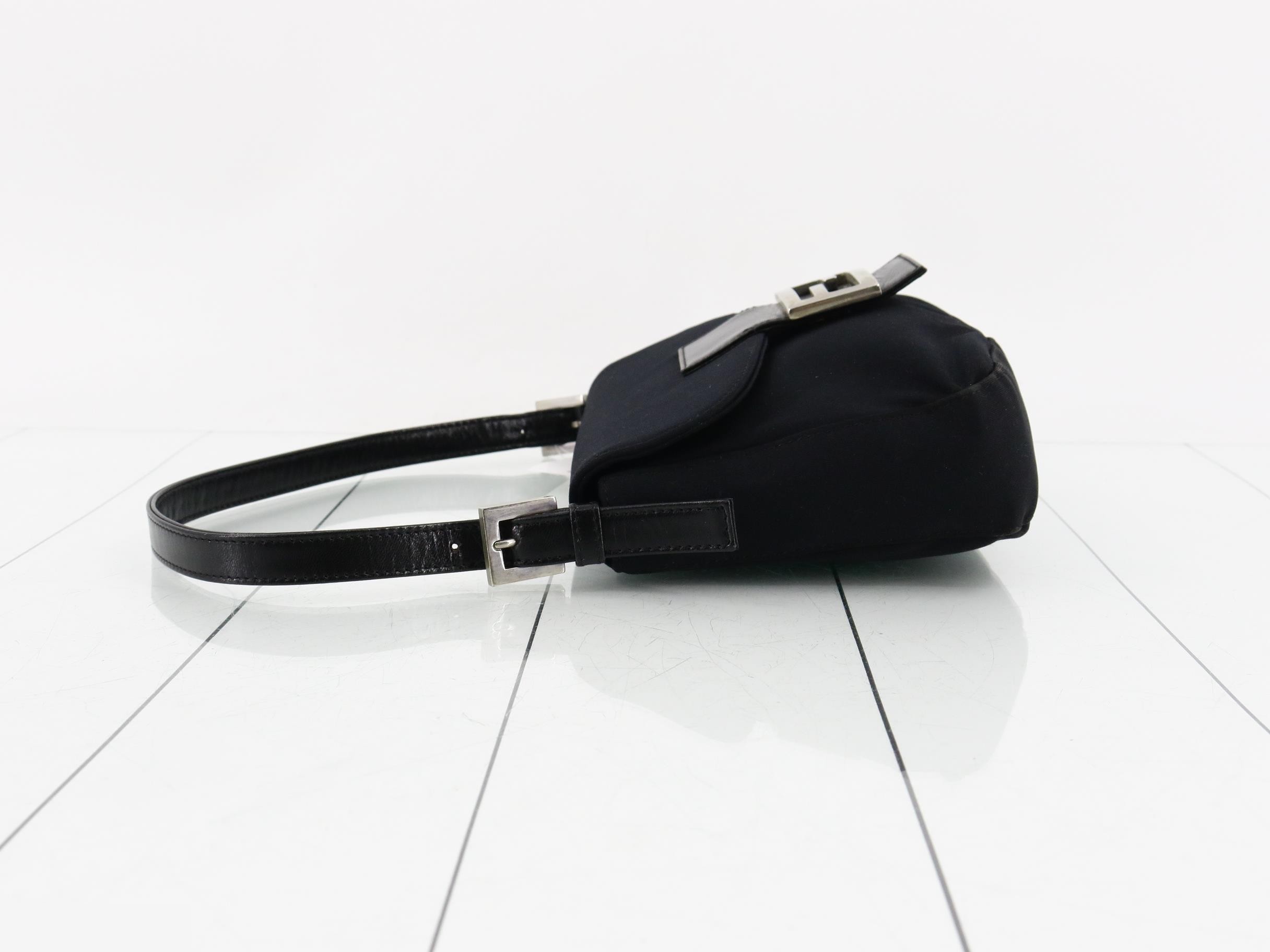 Shoulder bag, nylon/leather, black — view 4