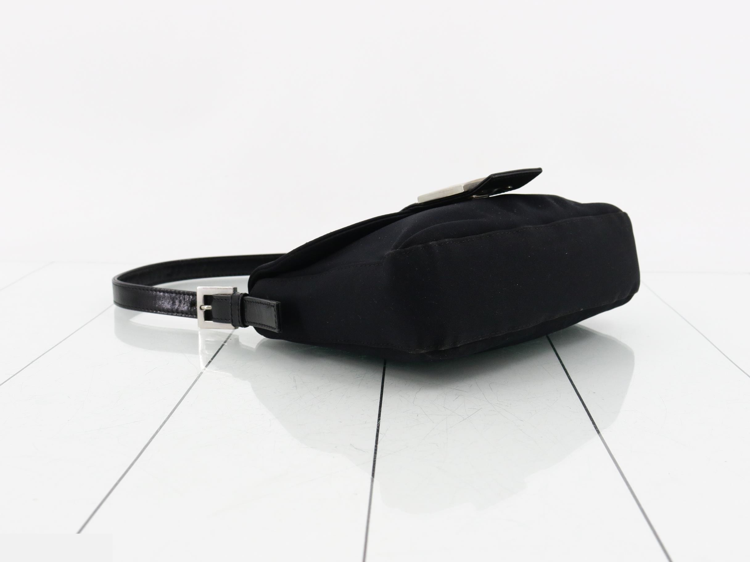 Shoulder bag, nylon/leather, black — view 5