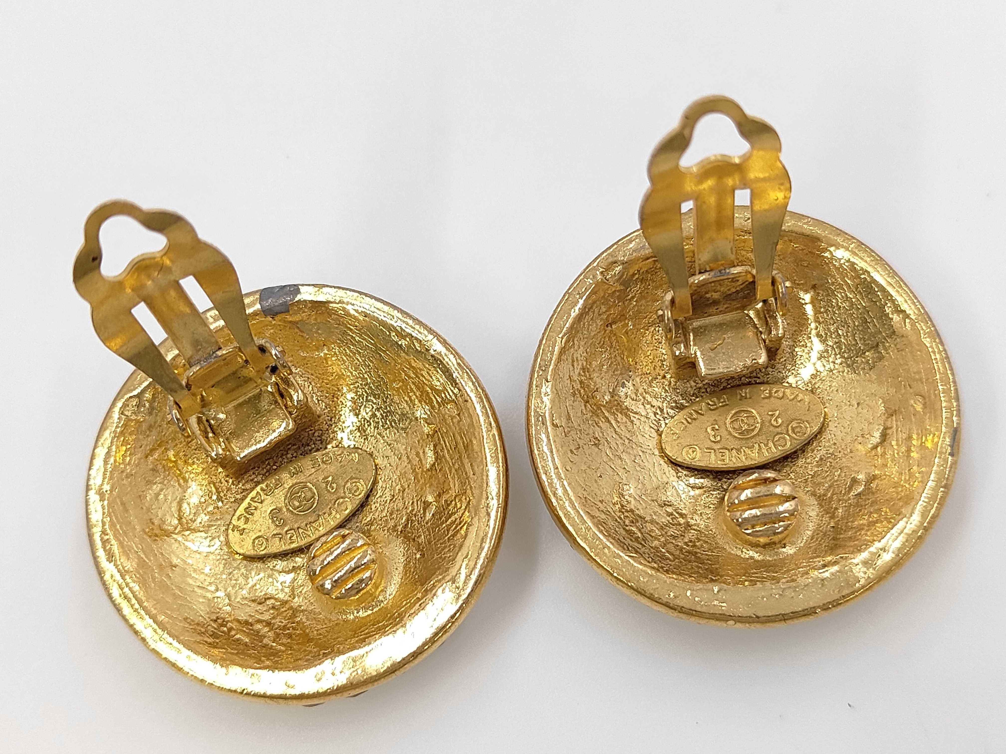earrings, 4-strand Coco Mark design with rhinestones, engraved with numbers 2 and 3. — view 6