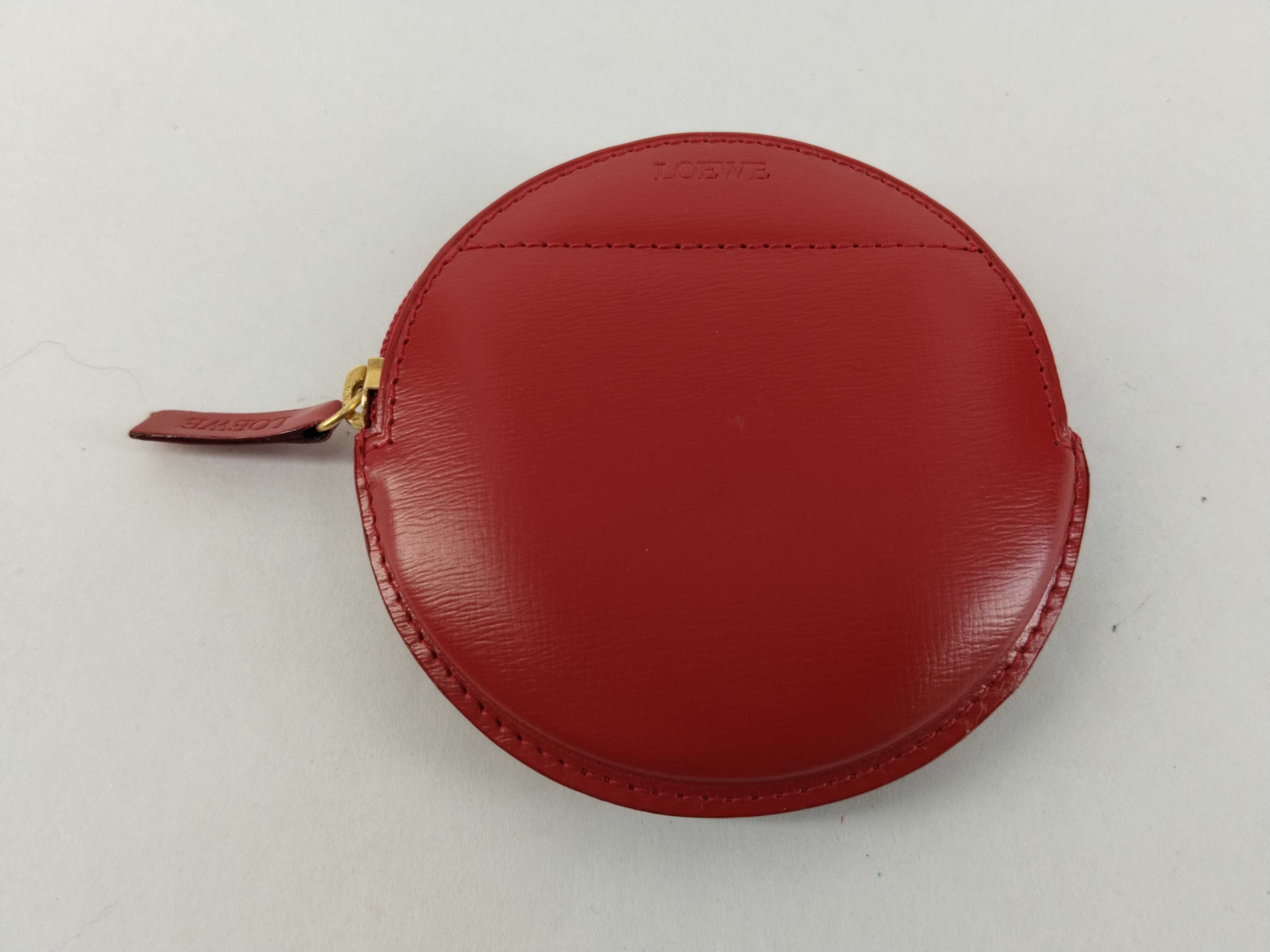 Leather Red Logo Coin Case Brooch