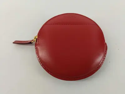 Leather Red Logo Coin Case Brooch