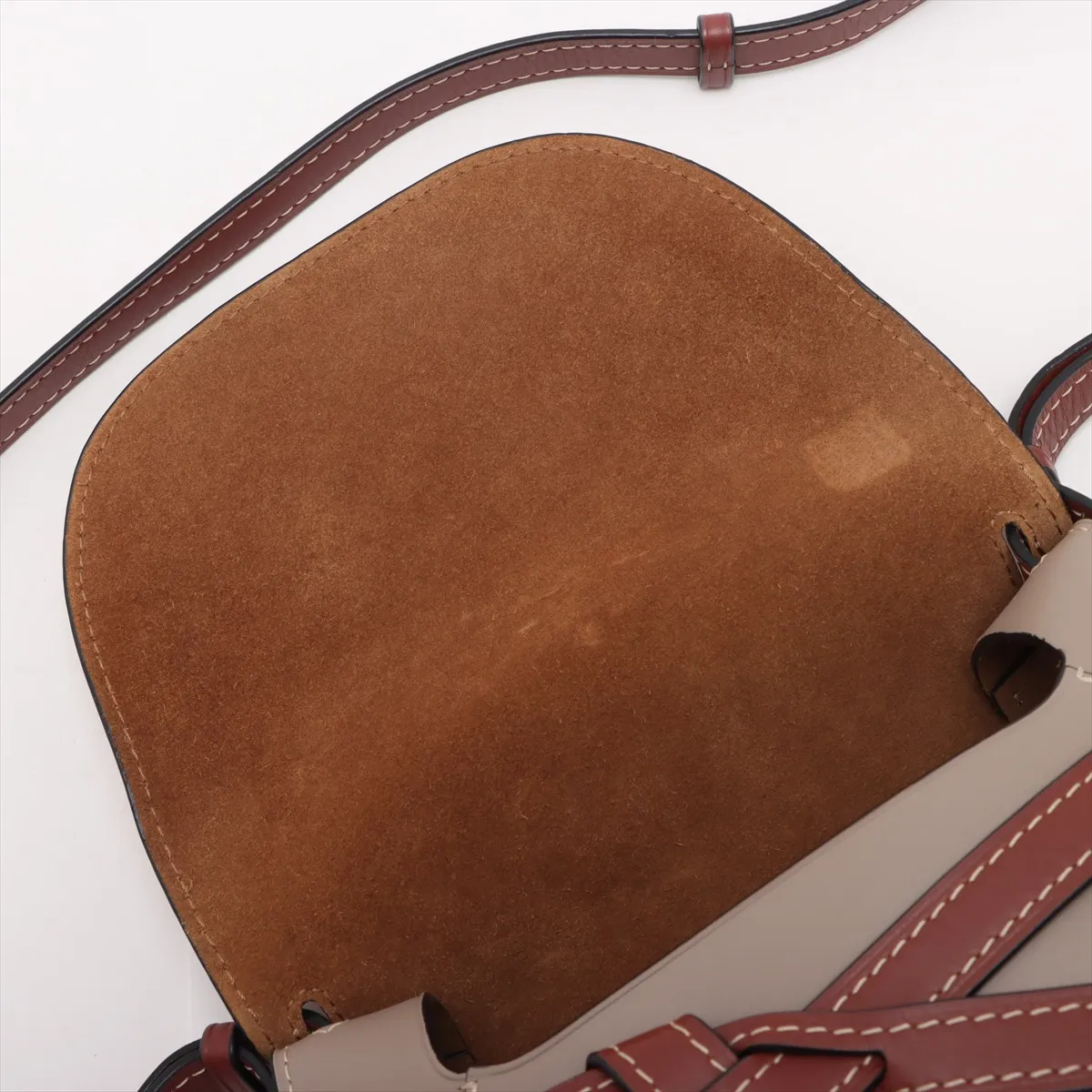 Gate Bag Small Leather Shoulder Bag Brown x Gray — view 11