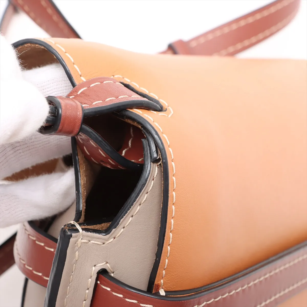 Gate Bag Small Leather Shoulder Bag Brown x Gray — view 13