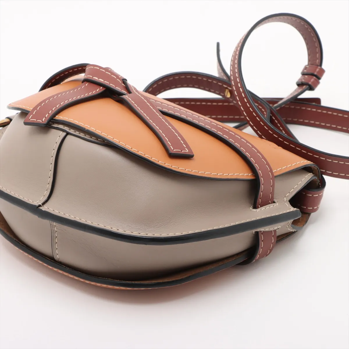Gate Bag Small Leather Shoulder Bag Brown x Gray — view 3