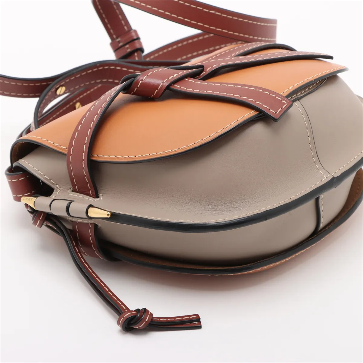 Gate Bag Small Leather Shoulder Bag Brown x Gray — view 4