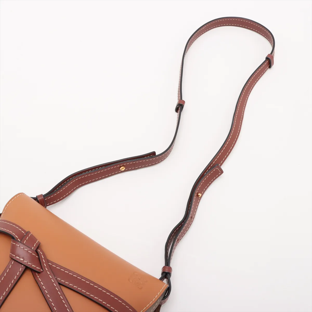 Gate Bag Small Leather Shoulder Bag Brown x Gray — view 5