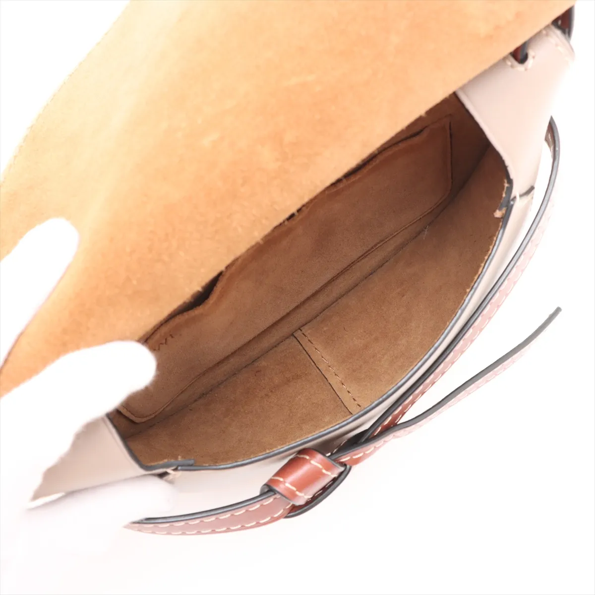 Gate Bag Small Leather Shoulder Bag Brown x Gray — view 6