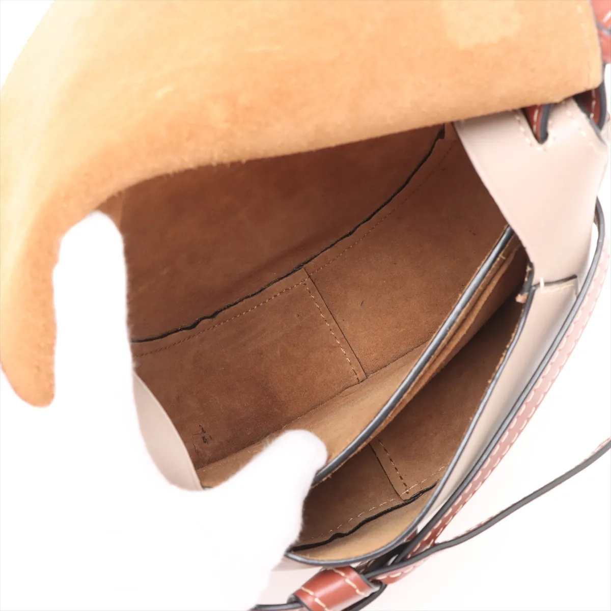 Gate Bag Small Leather Shoulder Bag Brown x Gray — view 7