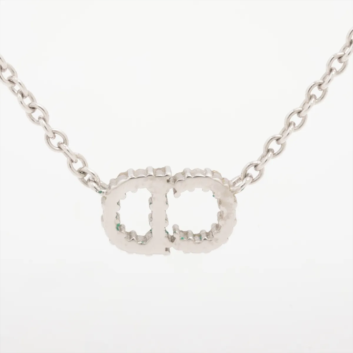 Petit CD necklace, gold plated with rhinestones, silver. Shows signs of wear including — view 2