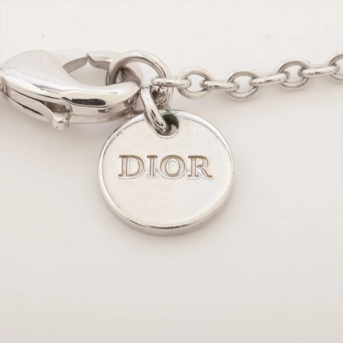 Petit CD necklace, gold plated with rhinestones, silver. Shows signs of wear including — view 4