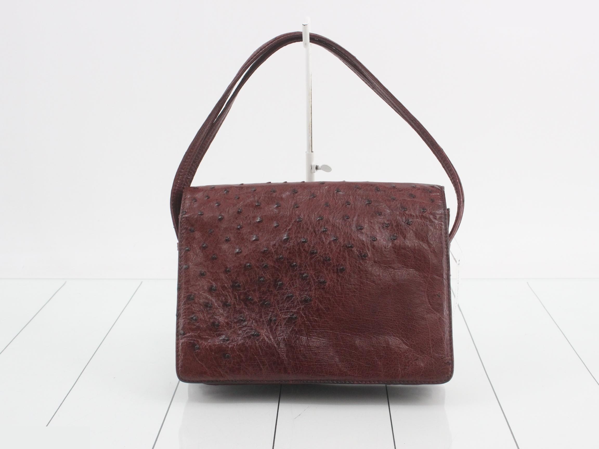 Shoulder bag, burgundy, ostrich leather — view 2