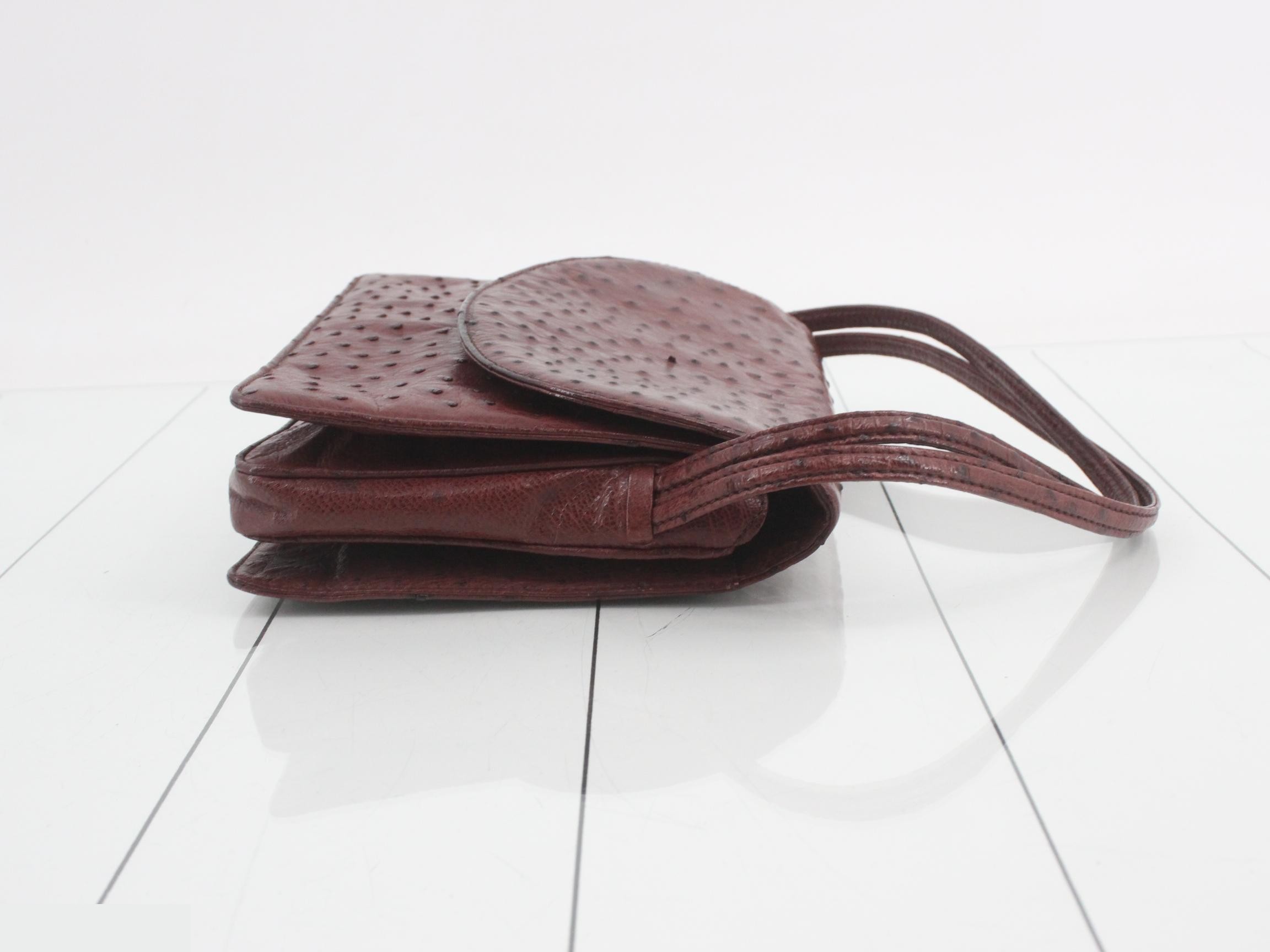 Shoulder bag, burgundy, ostrich leather — view 3