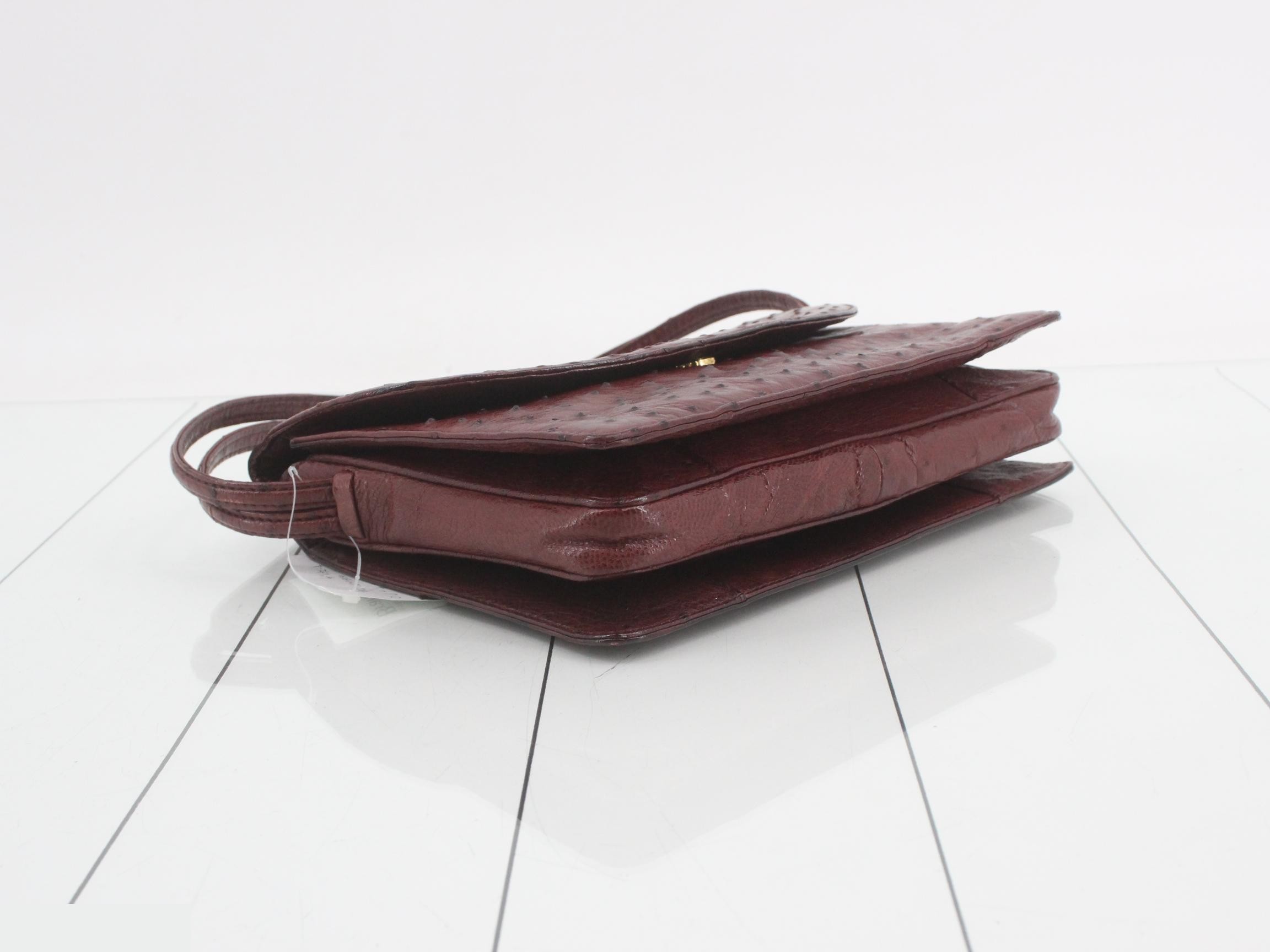 Shoulder bag, burgundy, ostrich leather — view 5