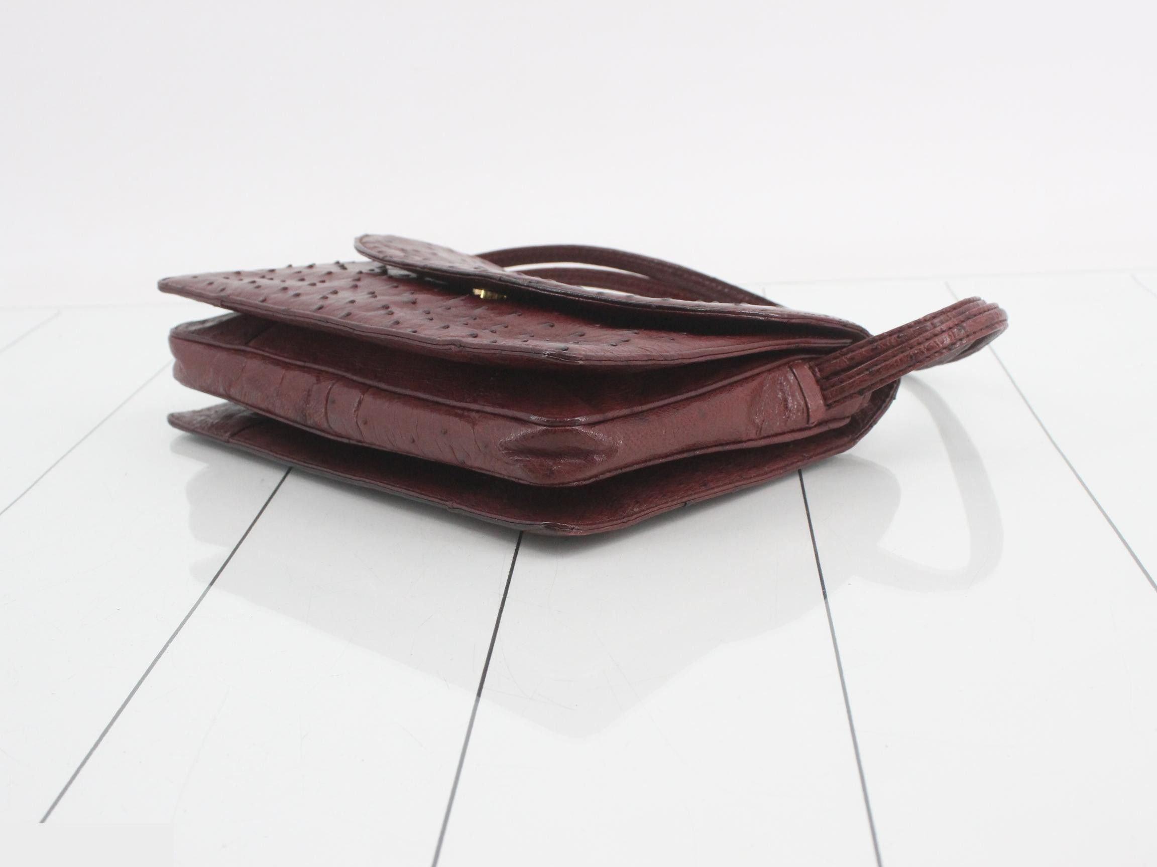 Shoulder bag, burgundy, ostrich leather — view 6