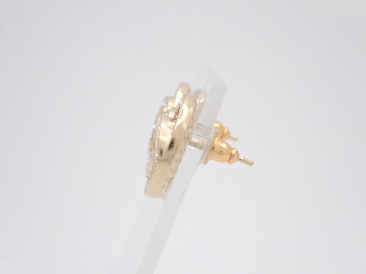 earrings, A19C, Coco Mark, rhinestone, round shape, 1.5cm wide. — view 3