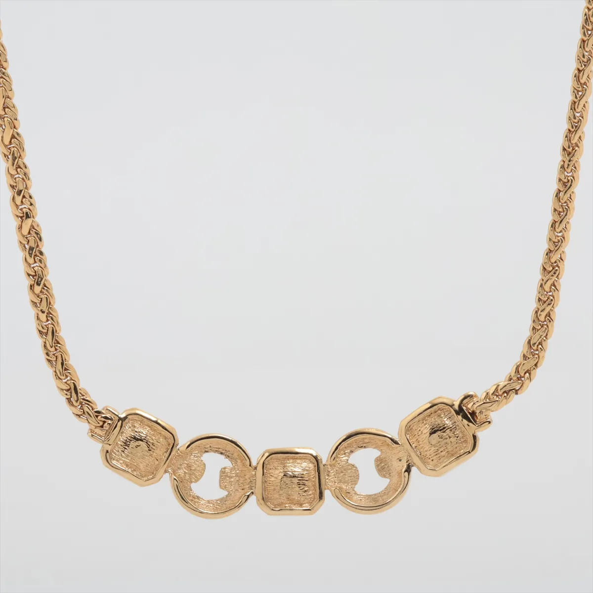necklace, gold plated with rhinestones. Shows signs of wear, tarnishing, — view 2