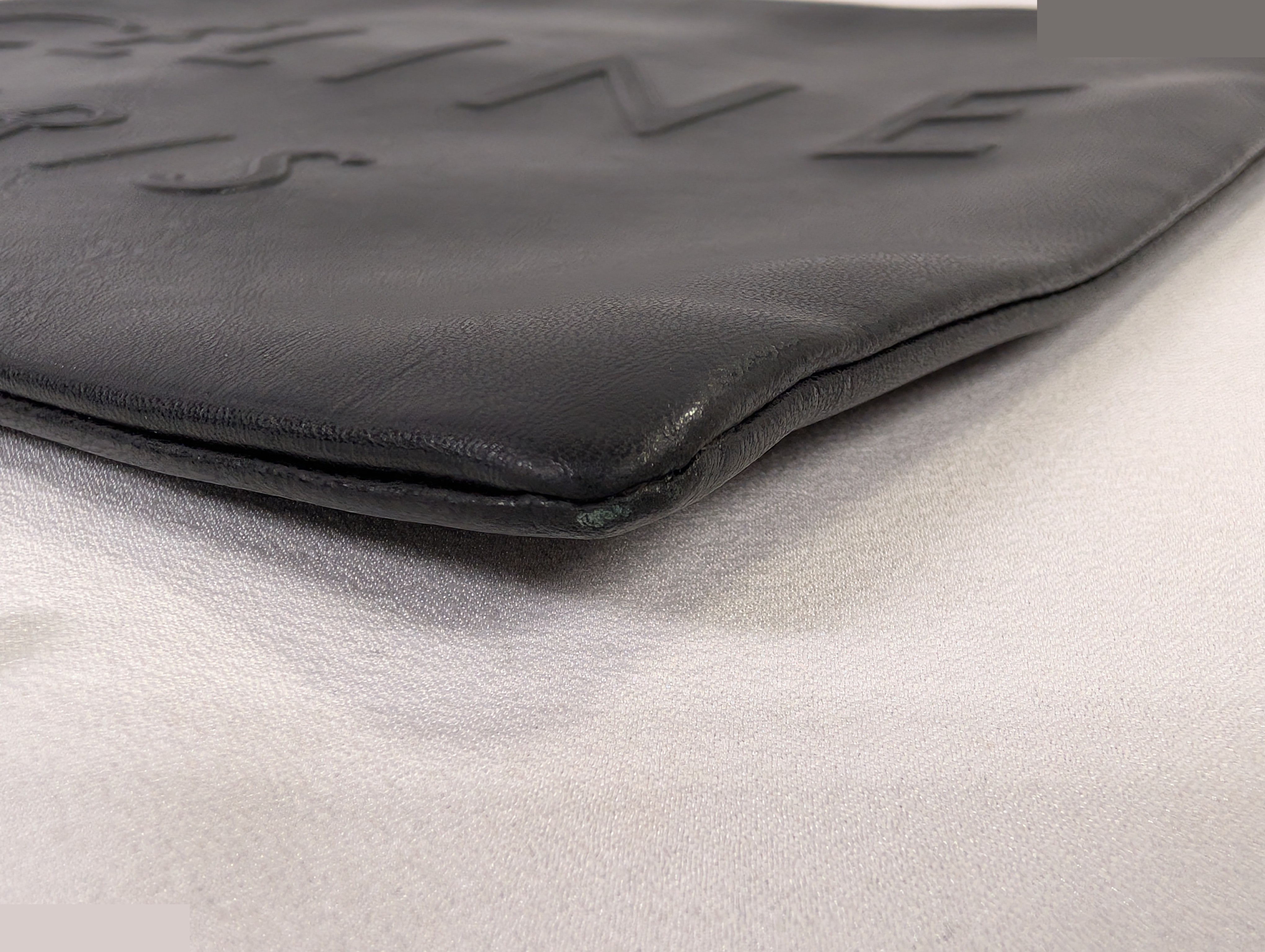 Leather CELINE logo clutch bag, black — view 3